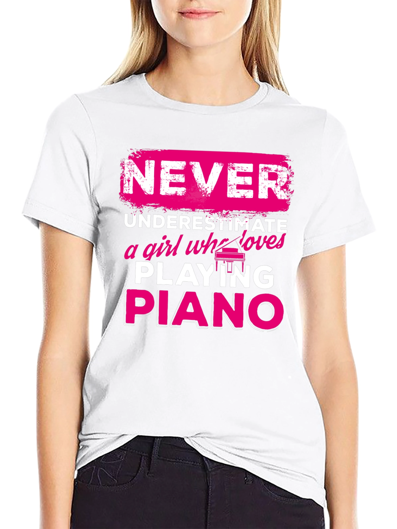 Never Underestimate Piano Girl T-Shirt