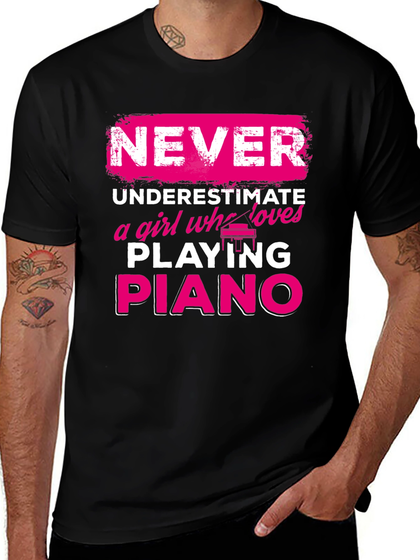 Never Underestimate Piano Girl T-Shirt