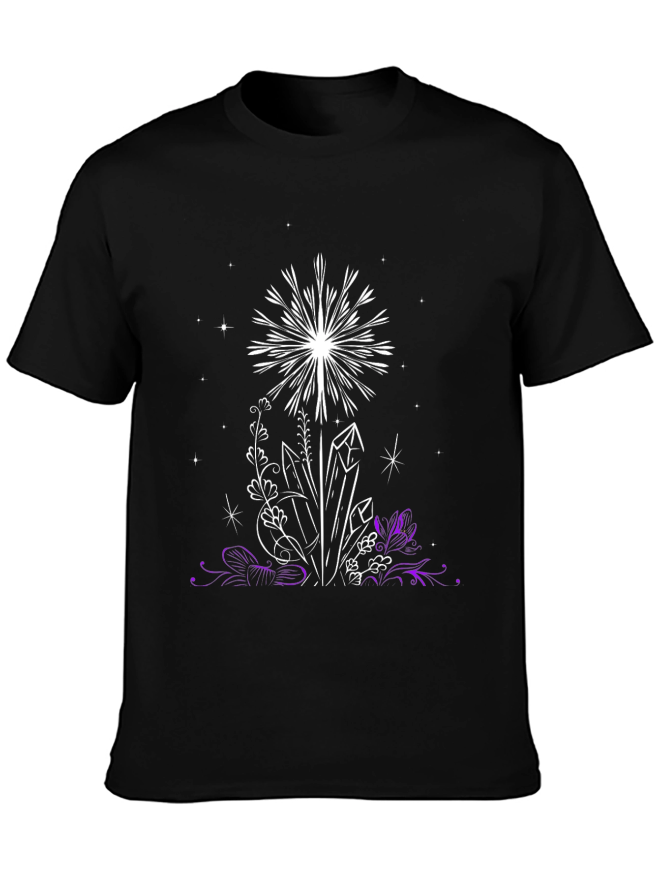 Crystal & Floral Graphic Black T-Shirt