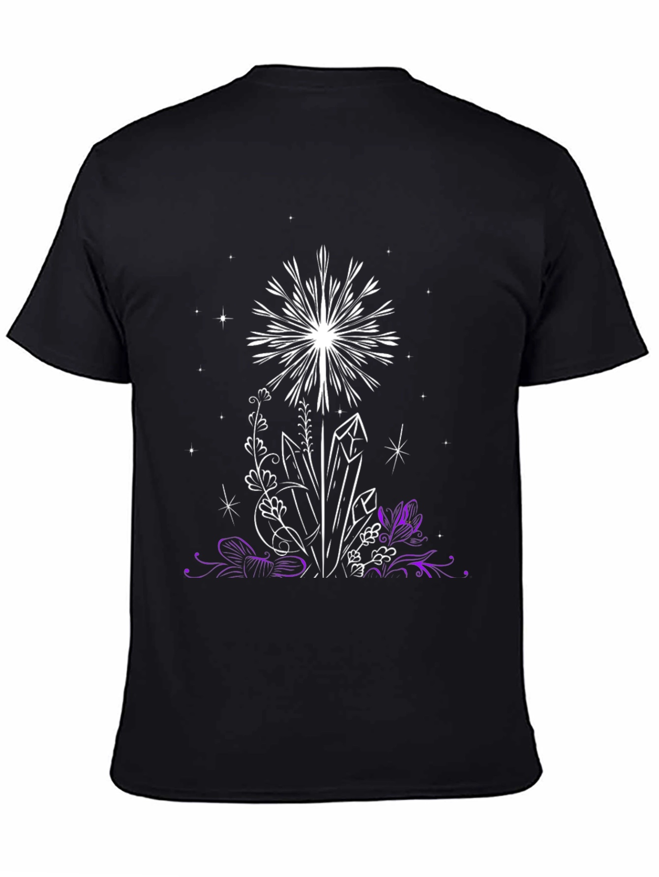 Crystal & Floral Graphic Black T-Shirt