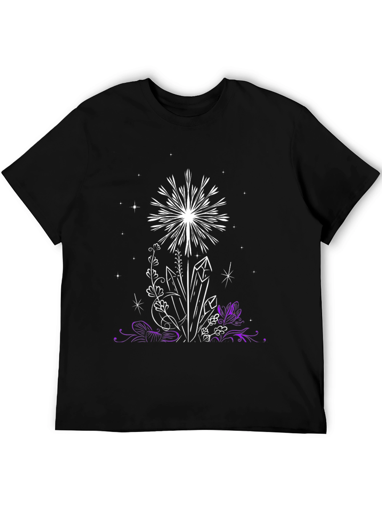 Crystal & Floral Graphic Black T-Shirt
