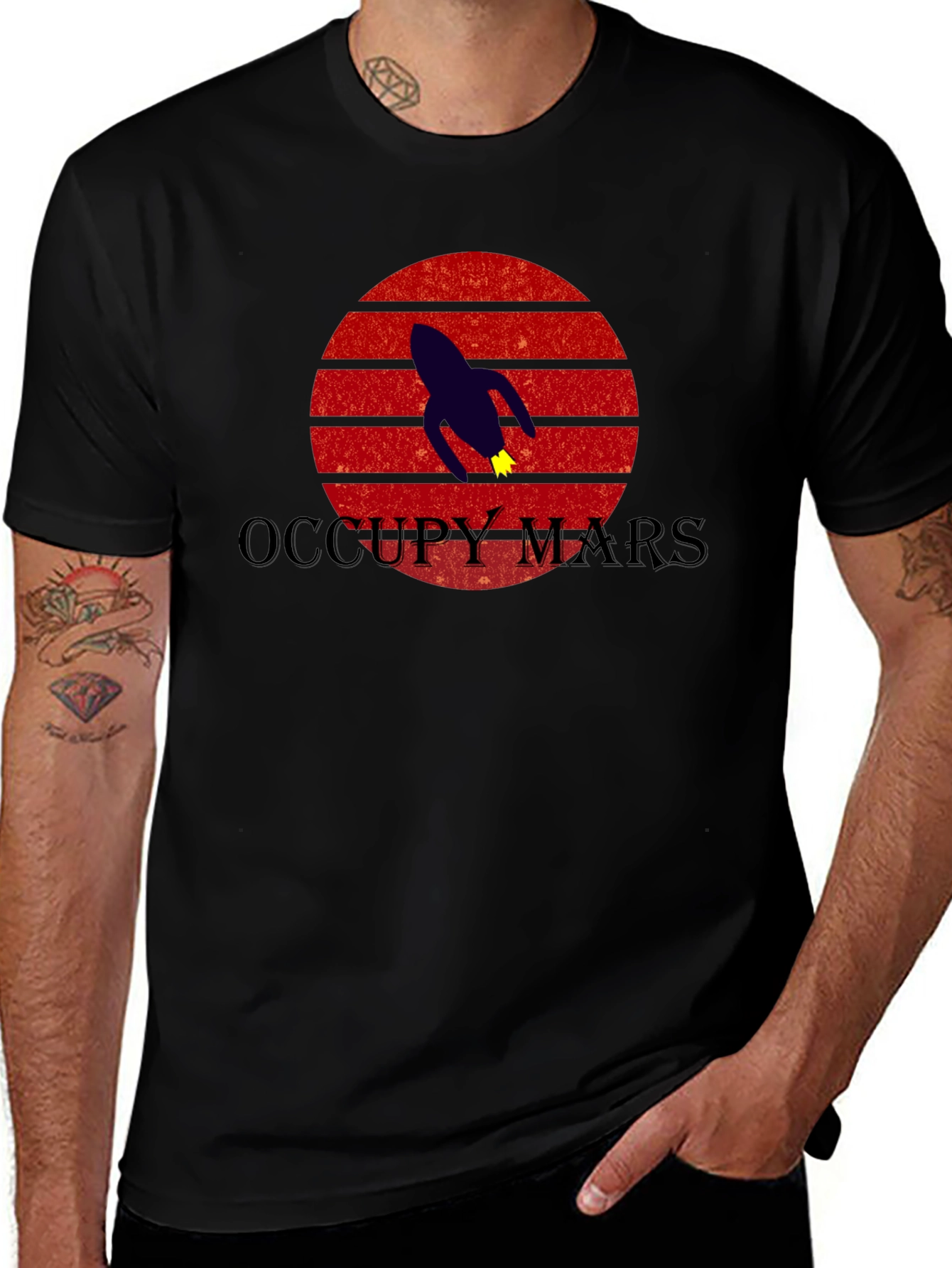Occupy Mars T-Shirt - Retro Rocket Design