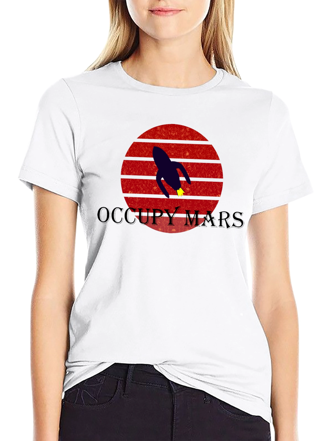 Occupy Mars T-Shirt - Retro Rocket Design