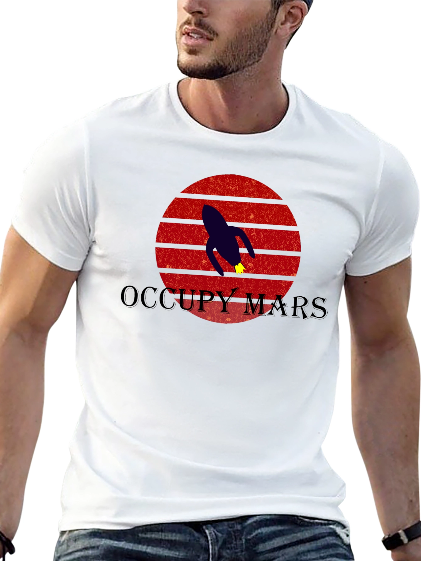 Occupy Mars T-Shirt - Retro Rocket Design