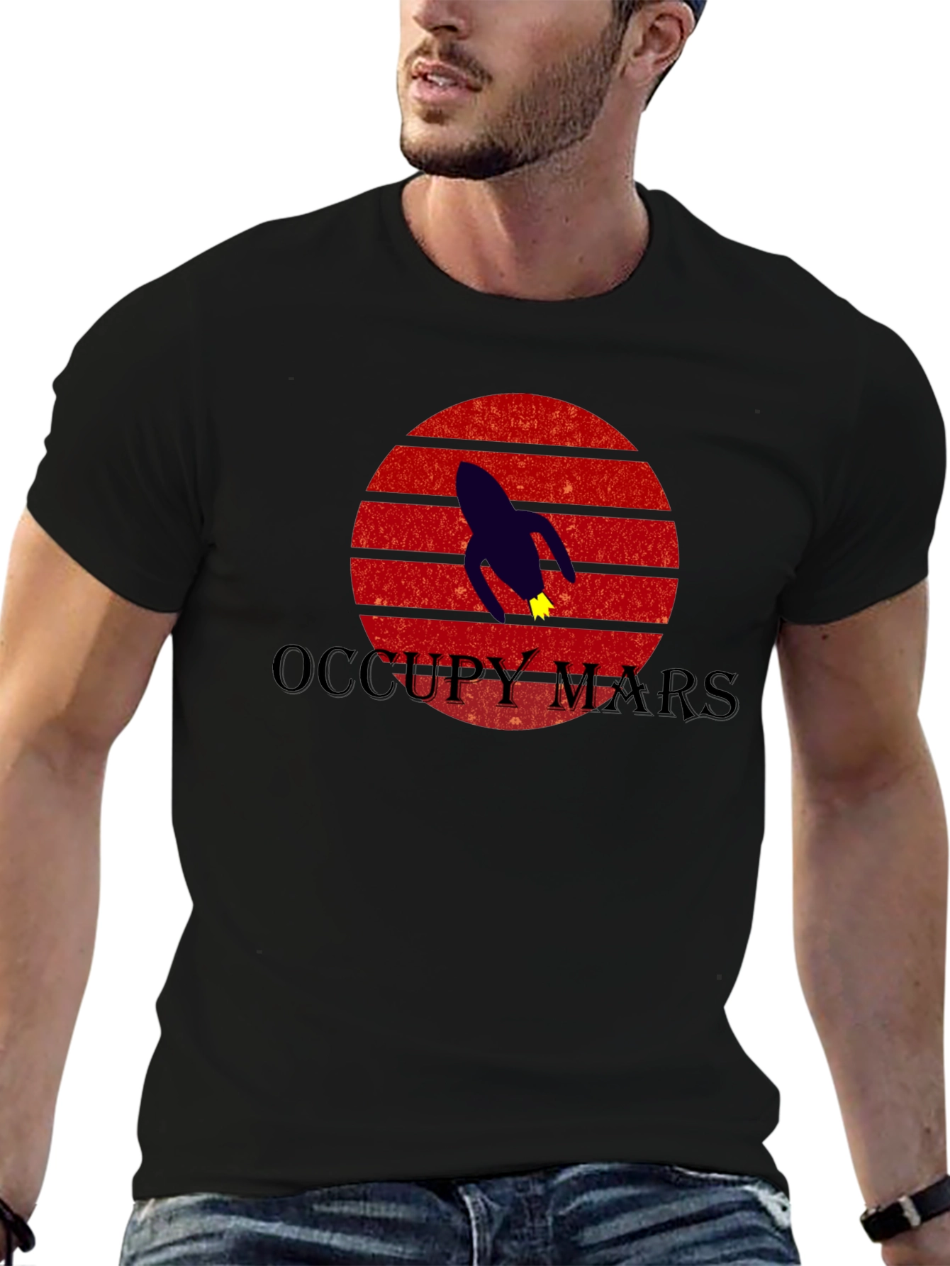 Occupy Mars T-Shirt - Retro Rocket Design