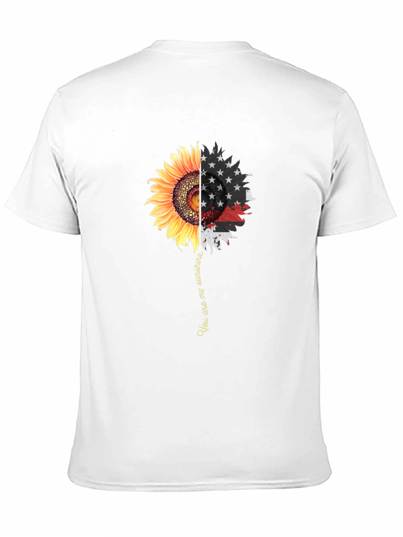 Sunflower American Flag Graphic Print Mens Black T-Shirt