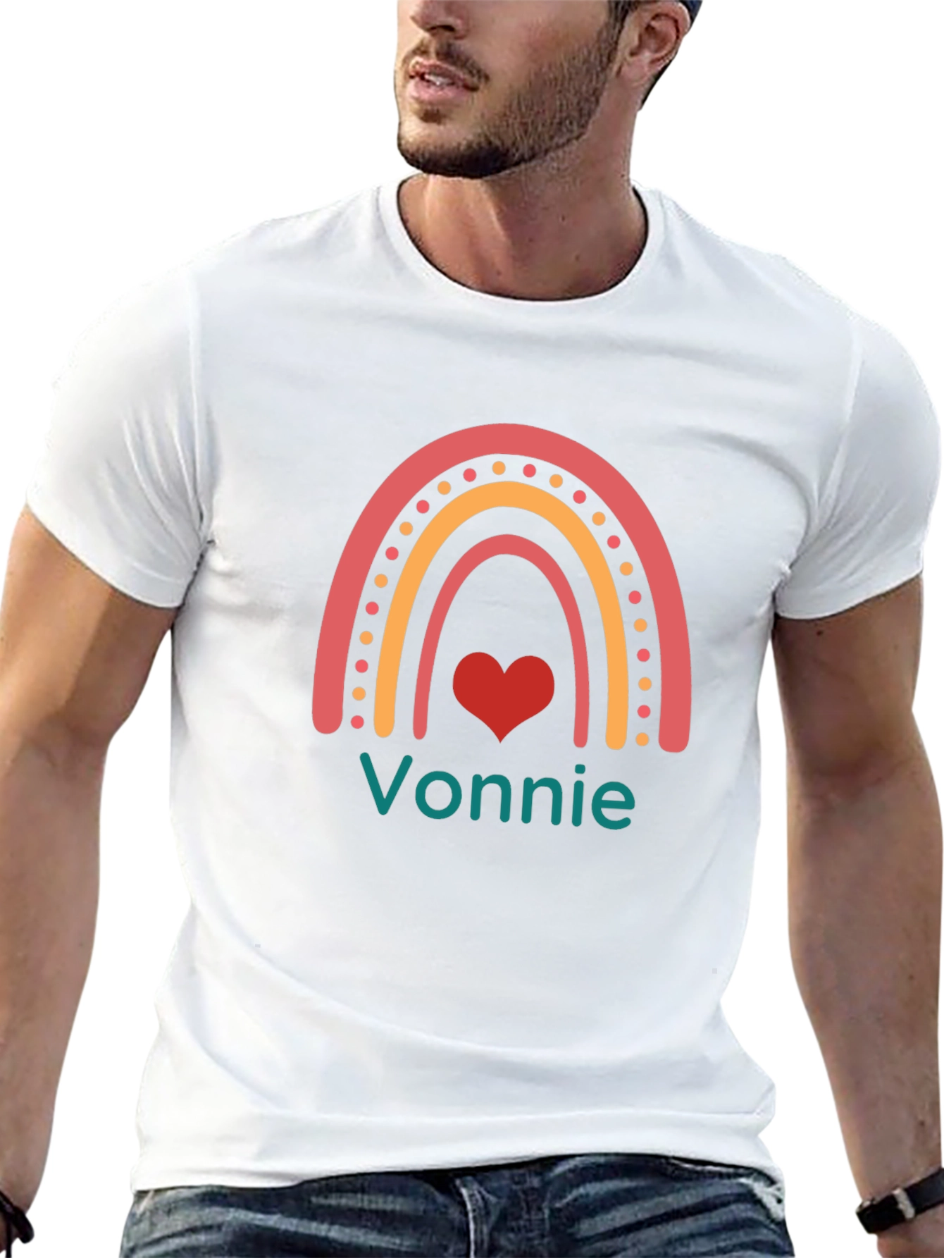 Vonnie Rainbow Heart Black T-Shirt