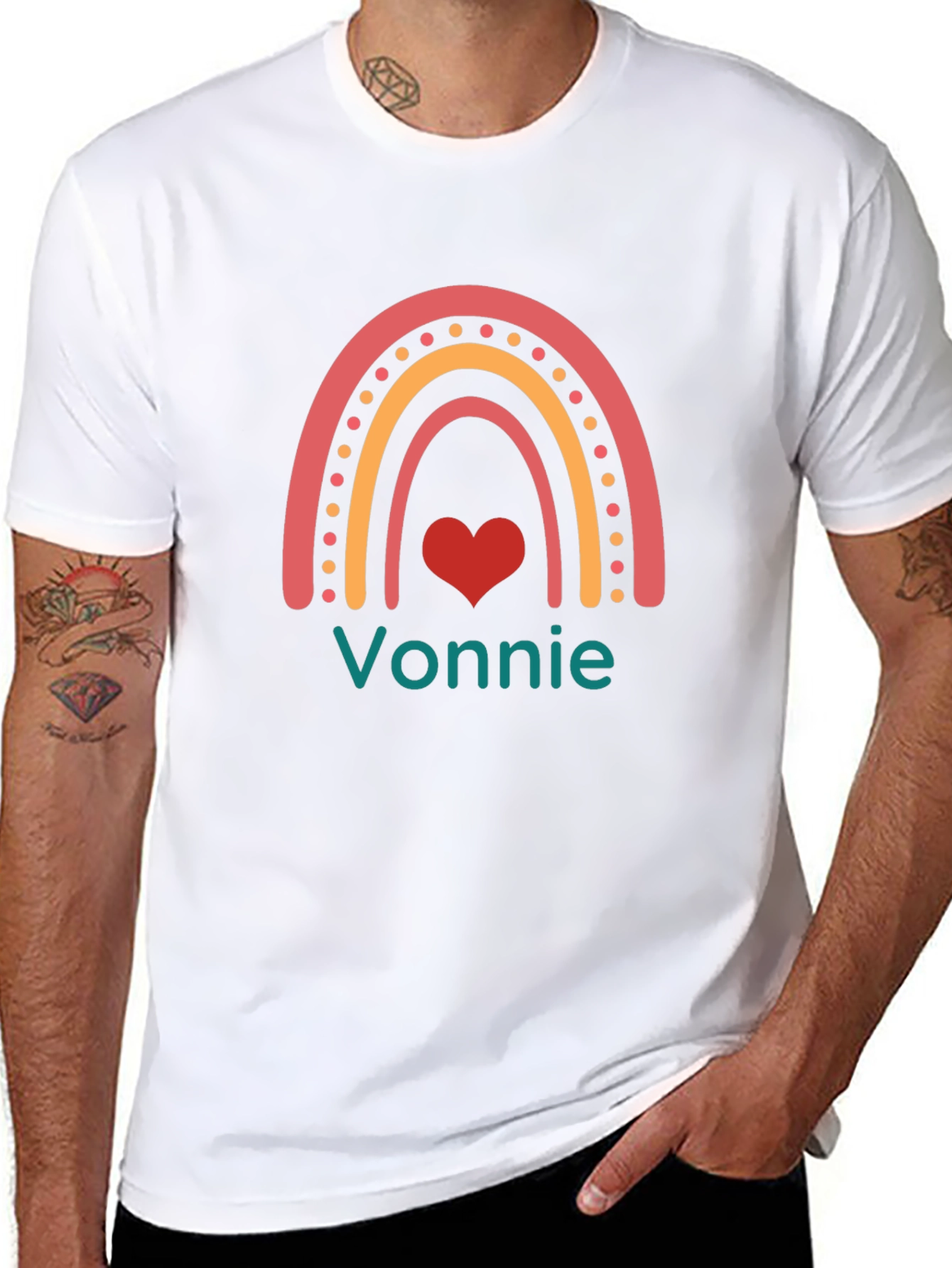 Vonnie Rainbow Heart Black T-Shirt