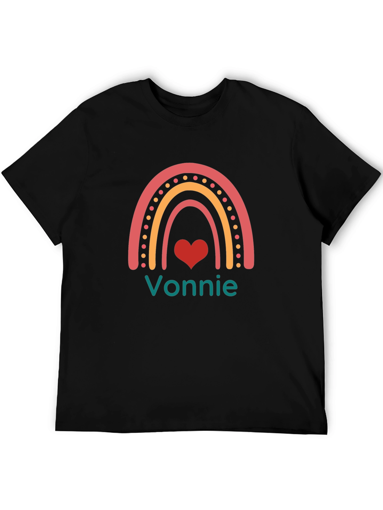 Vonnie Rainbow Heart Black T-Shirt