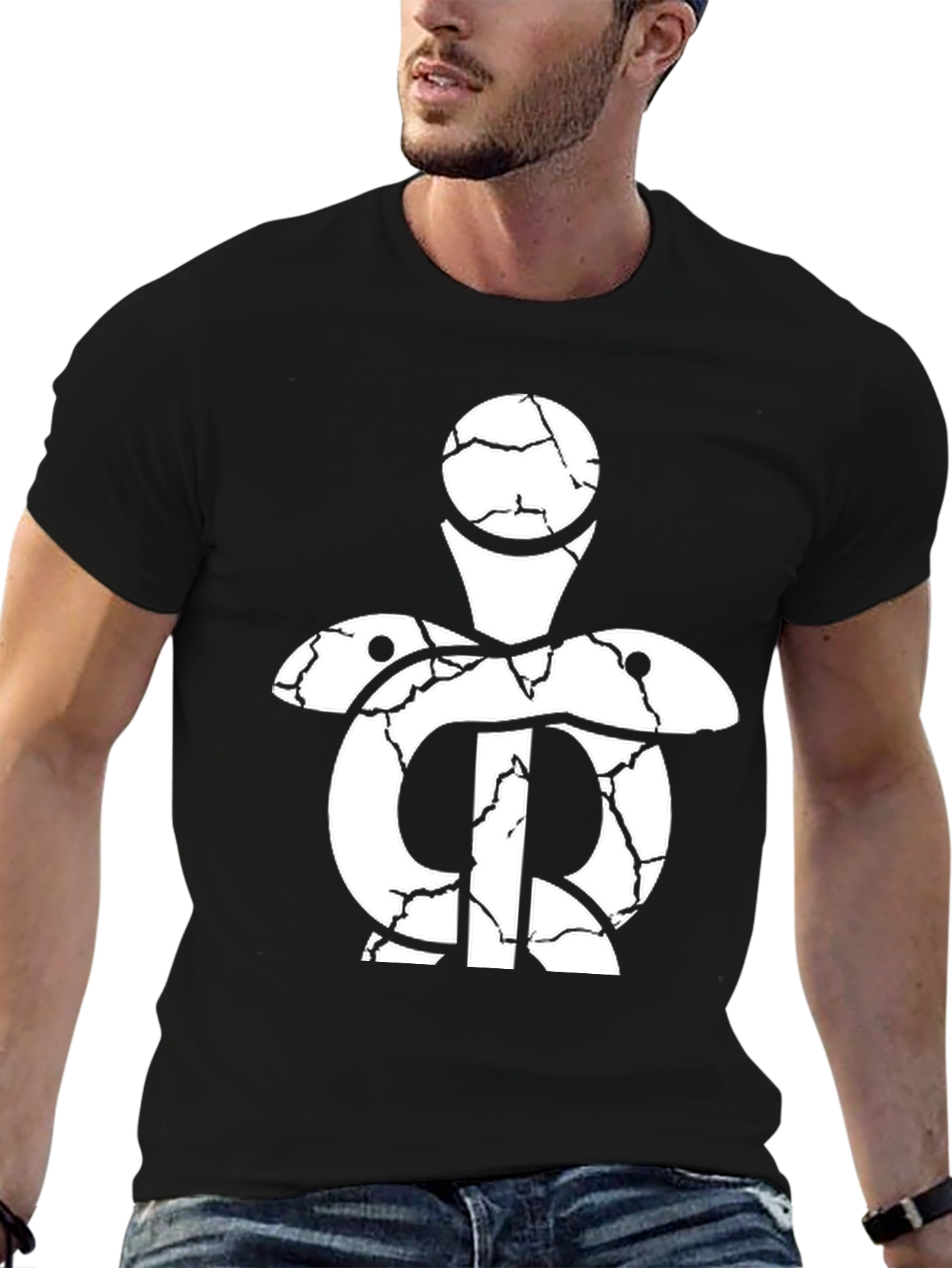 Cracked Symbol Graphic Black T-Shirt