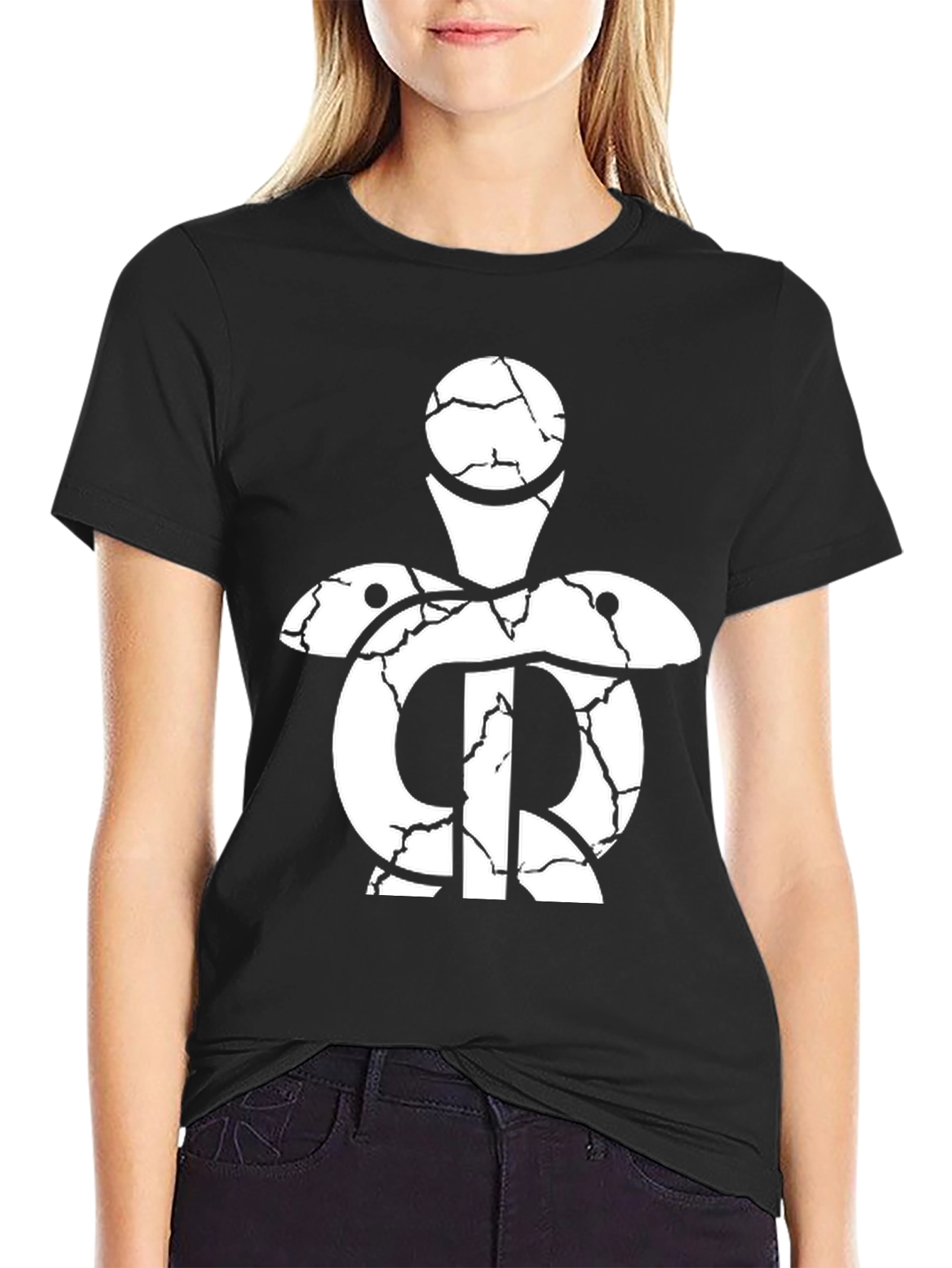 Cracked Symbol Graphic Black T-Shirt