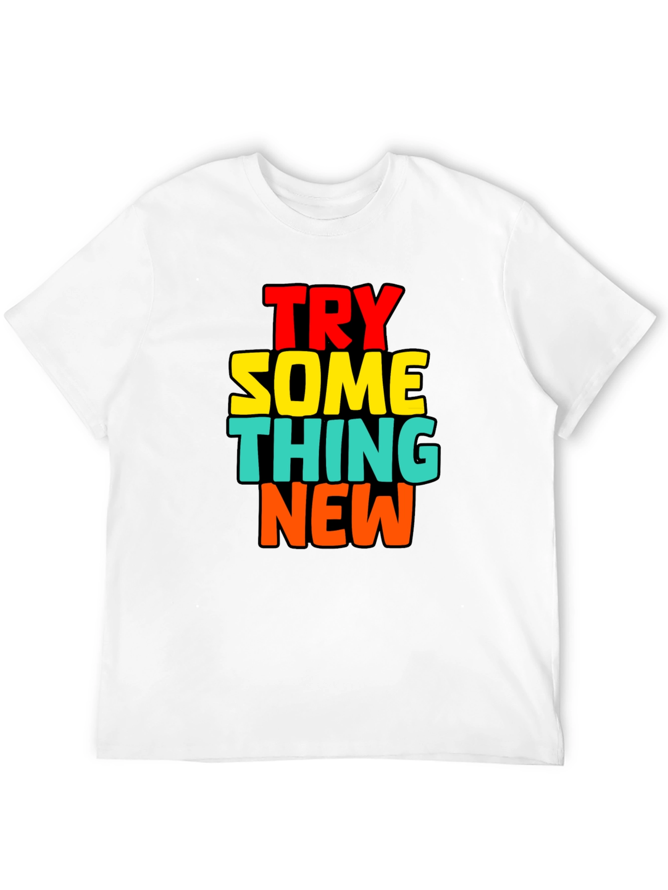 Try Something New Black Cotton Graphic Tee