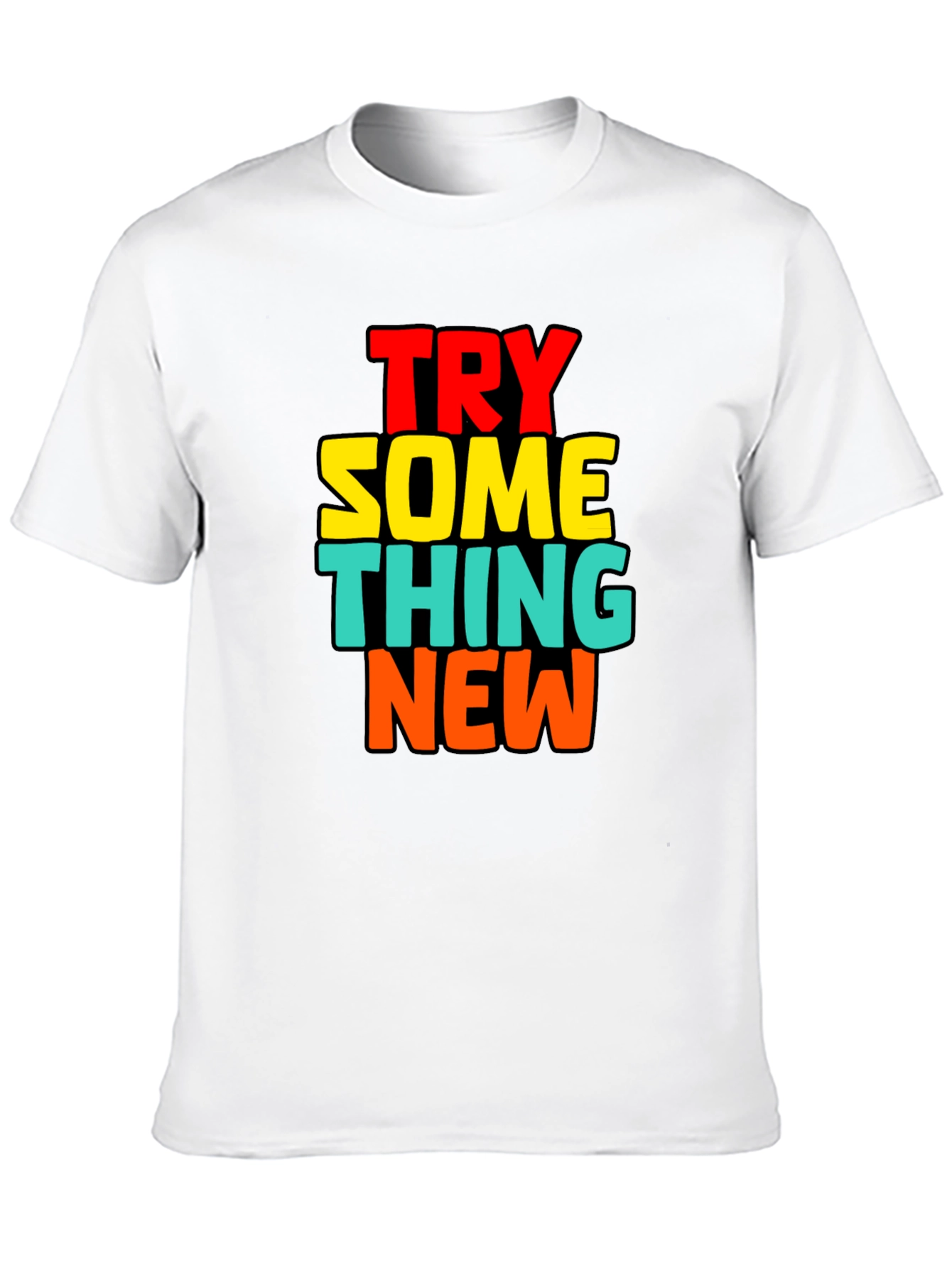 Try Something New Black Cotton Graphic Tee