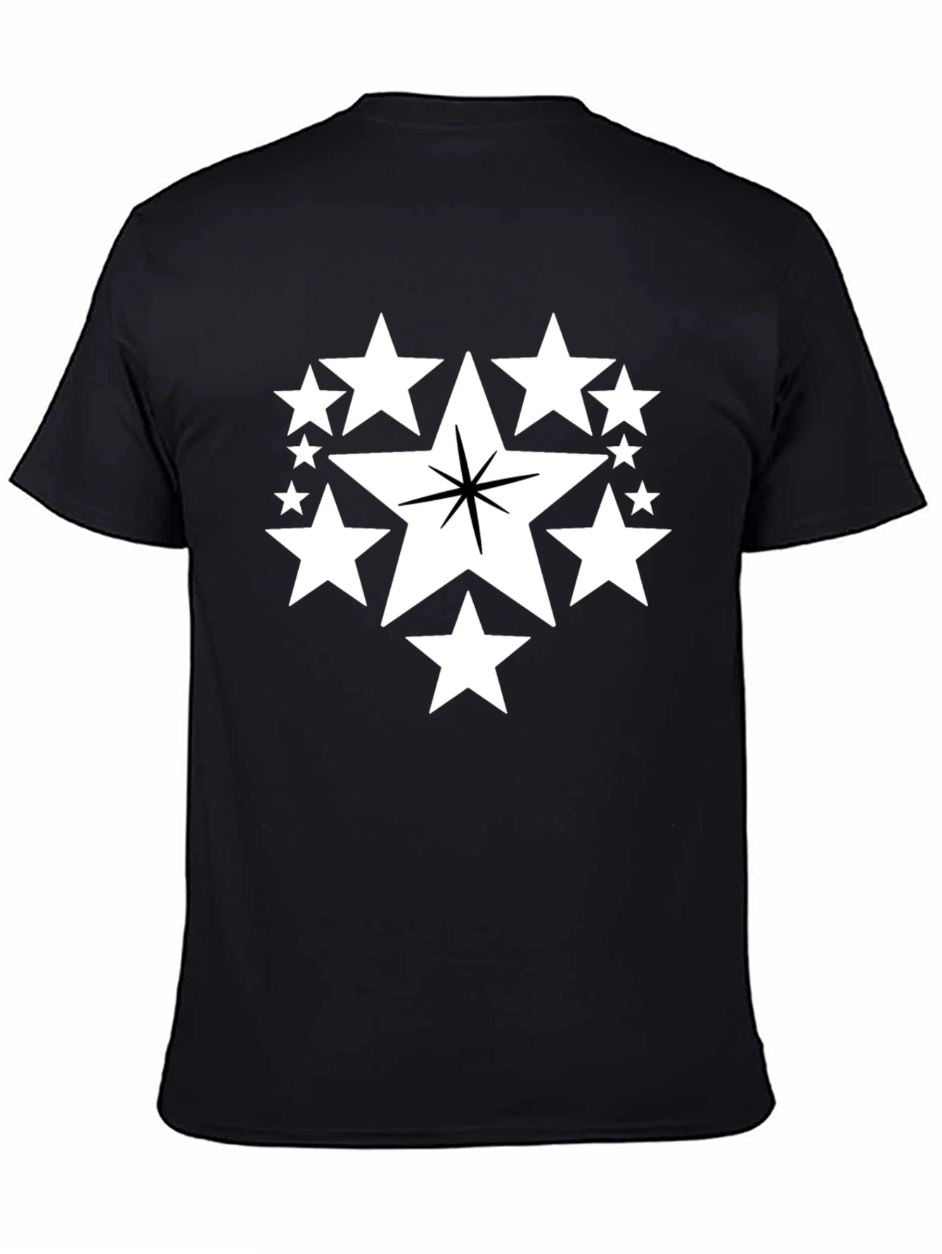 Star Cluster Graphic Tee - Black Cotton Comfort