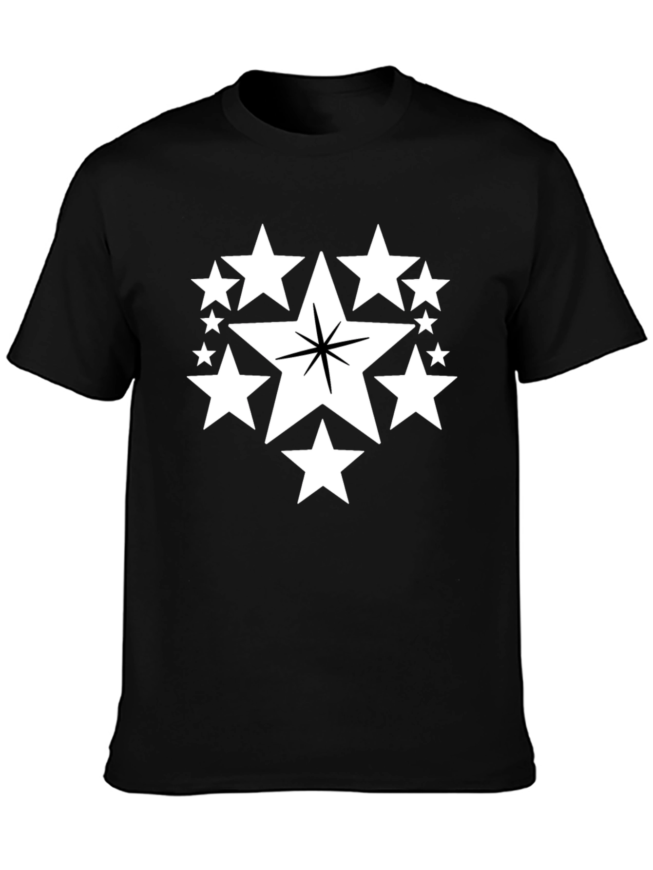Star Cluster Graphic Tee - Black Cotton Comfort