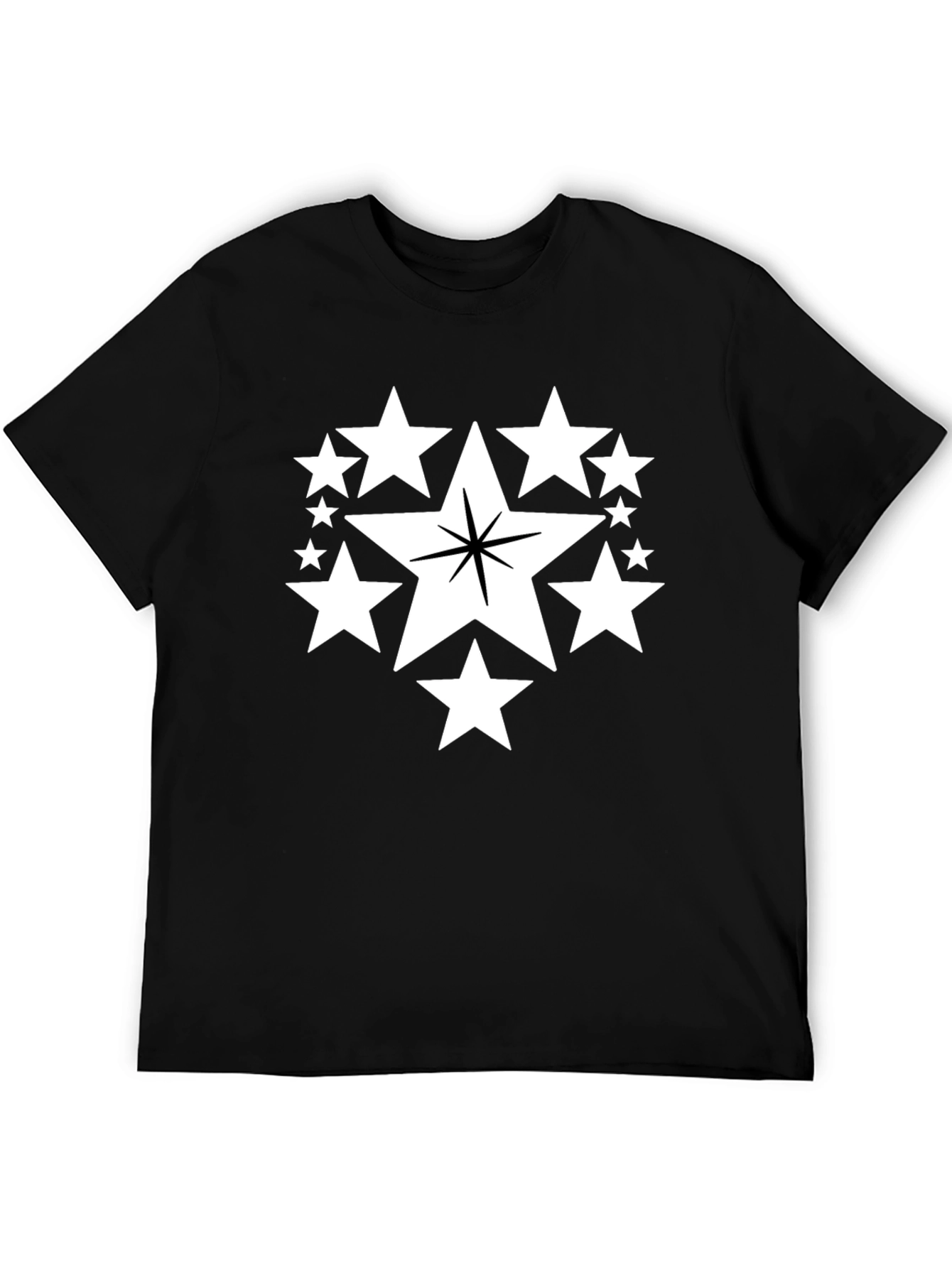 Star Cluster Graphic Tee - Black Cotton Comfort