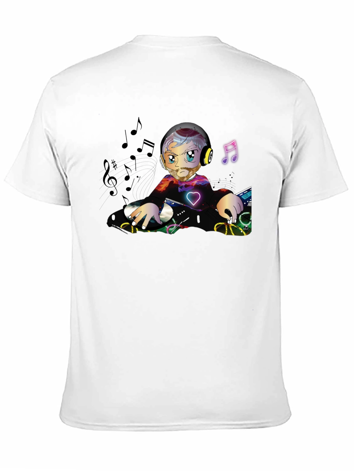 DJ Cartoon Graphic Black T-Shirt
