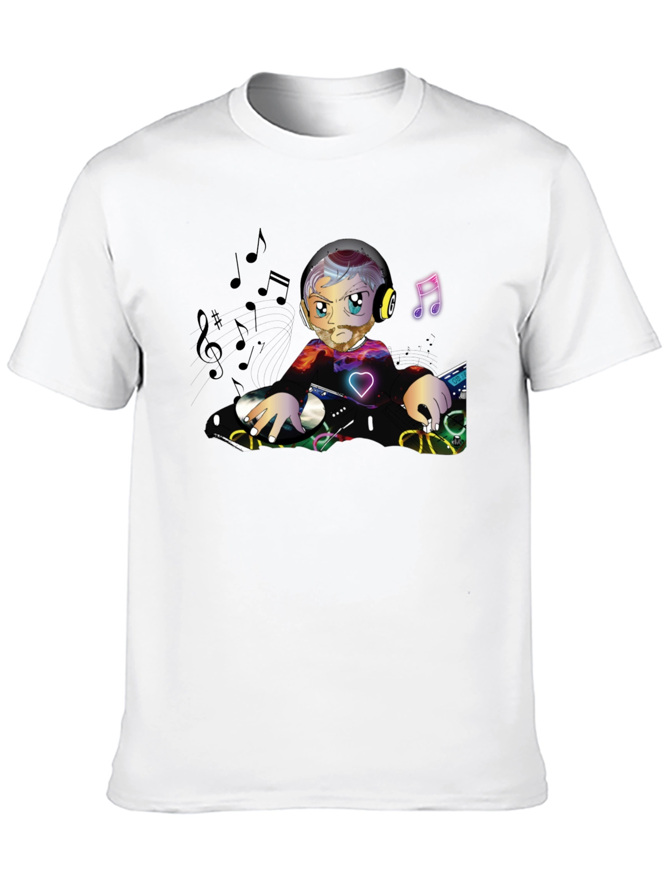 DJ Cartoon Graphic Black T-Shirt