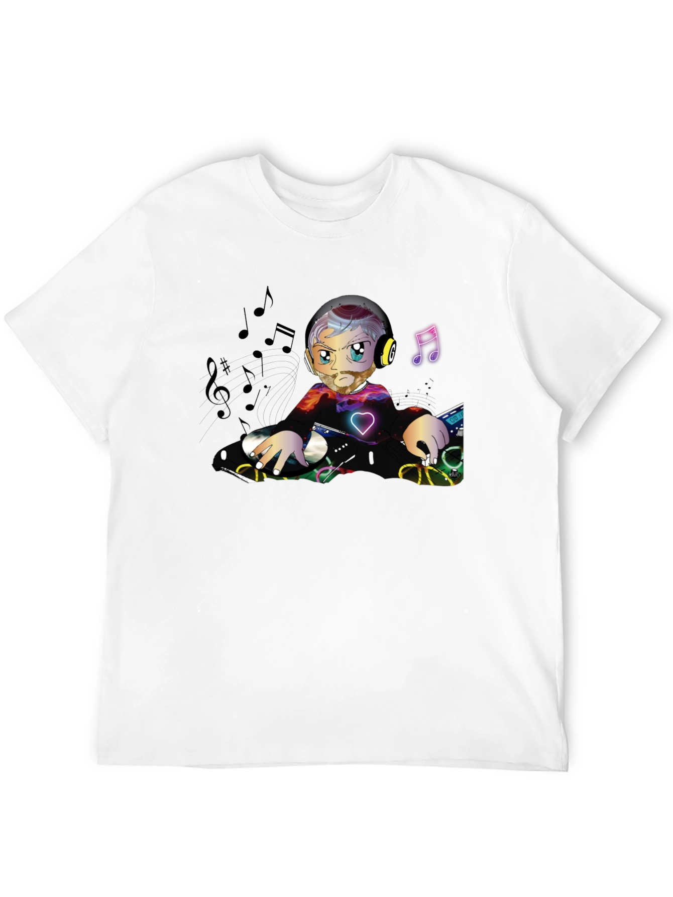 DJ Cartoon Graphic Black T-Shirt