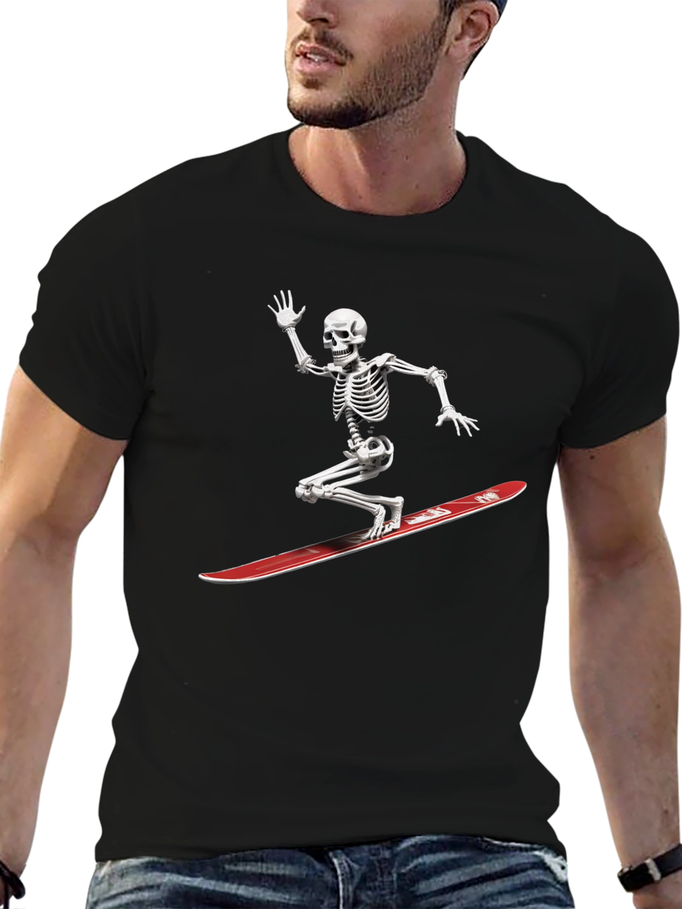 Skeleton Snowboarder Graphic Tee