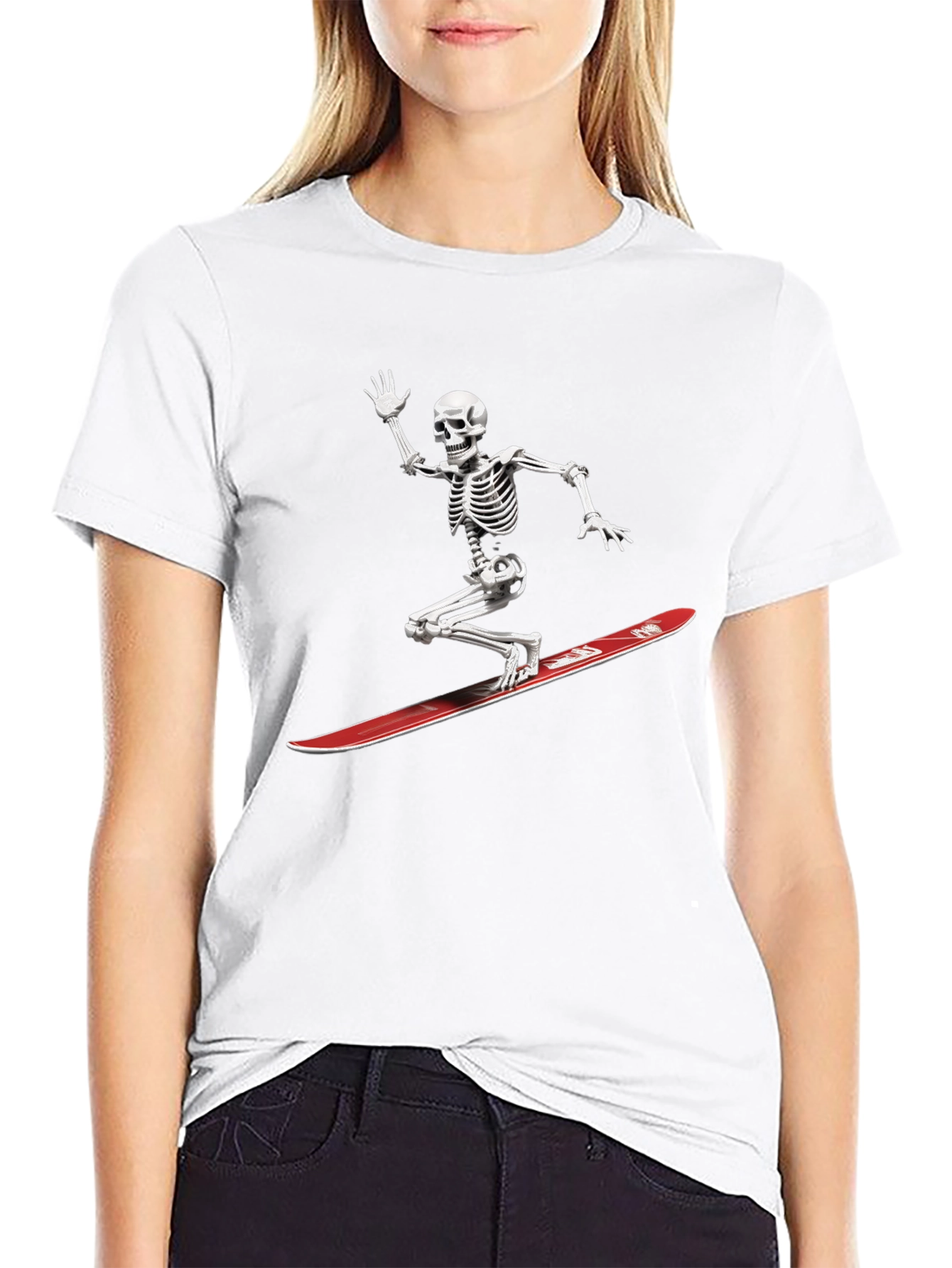 Skeleton Snowboarder Graphic Tee