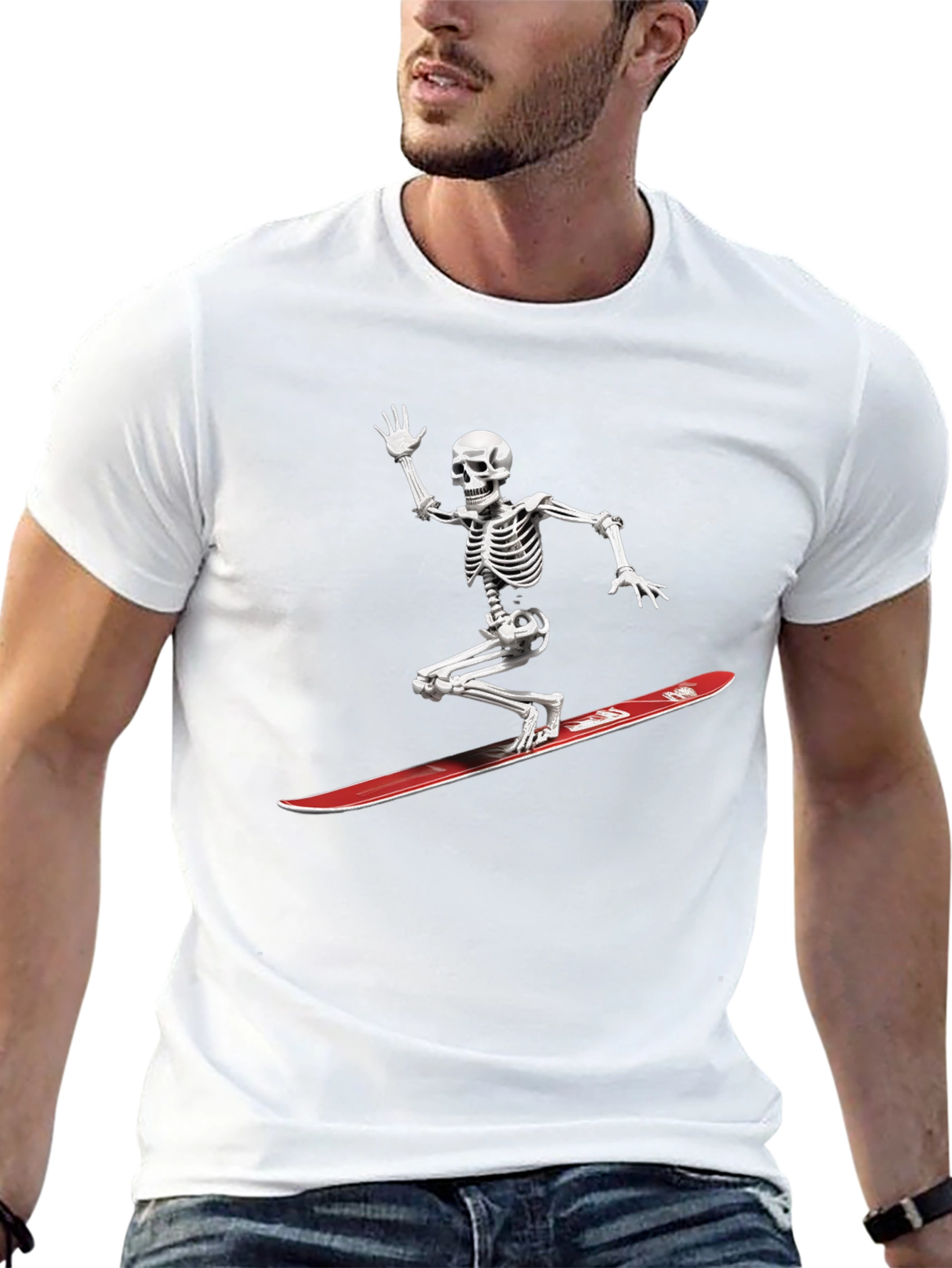 Skeleton Snowboarder Graphic Tee
