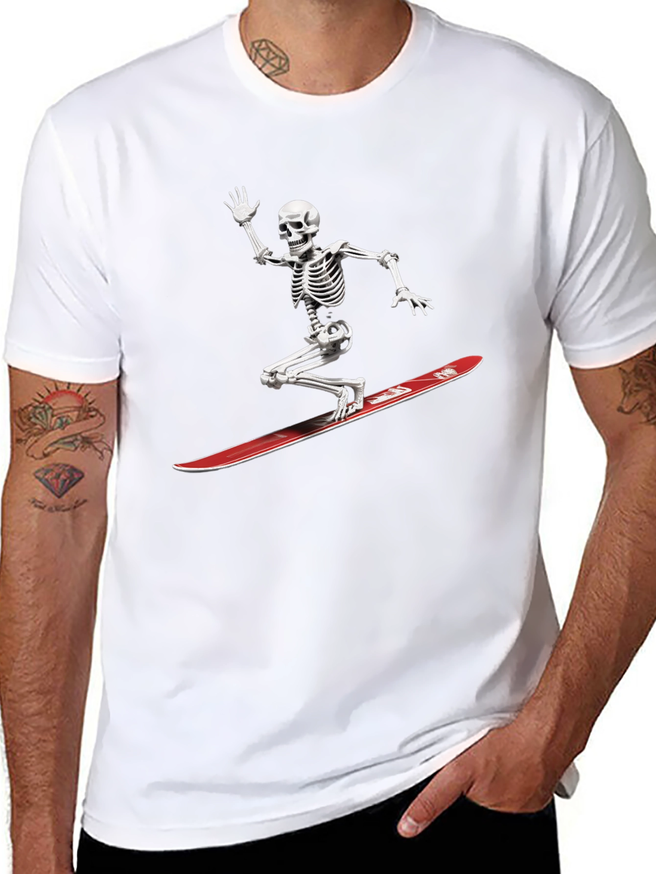 Skeleton Snowboarder Graphic Tee