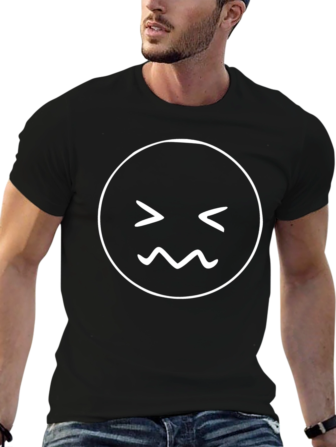 Expressive Emoji Graphic Tee - Black