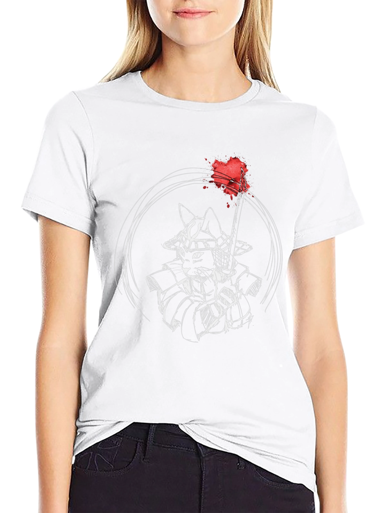 Samurai Cat Graphic T-Shirt - Unique Design