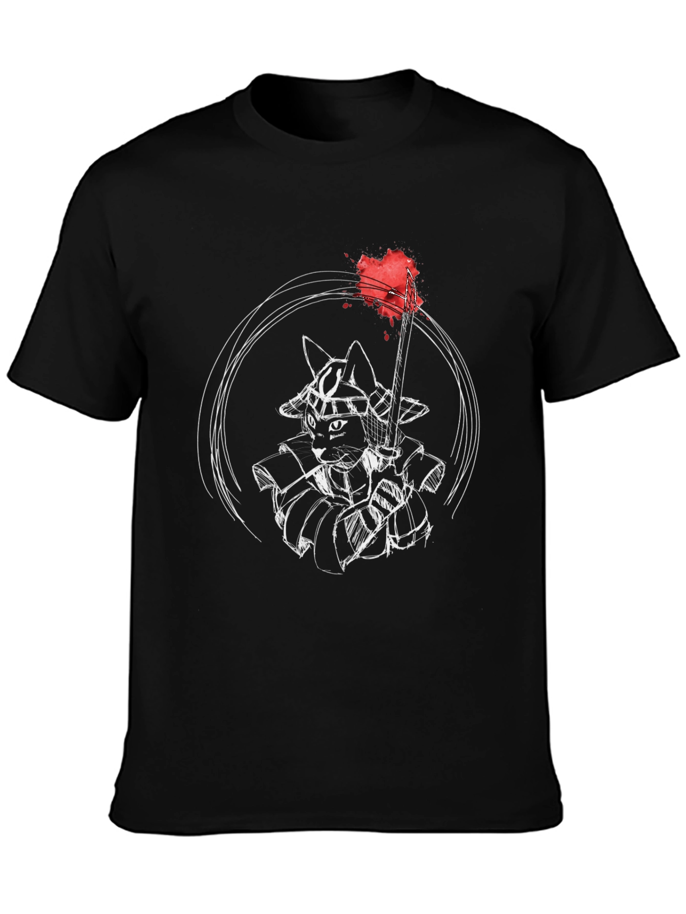 Samurai Cat Graphic T-Shirt - Unique Design