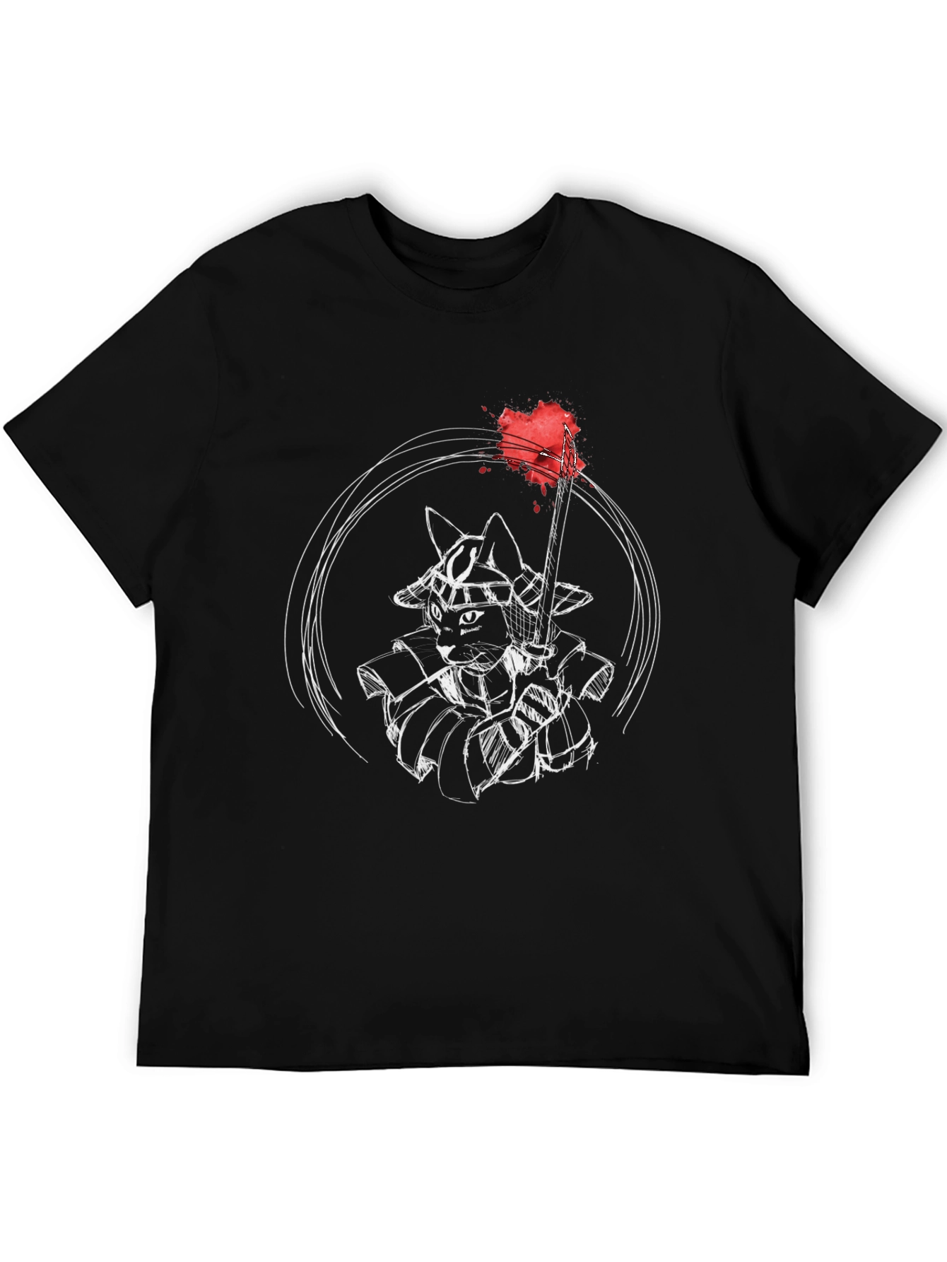 Samurai Cat Graphic T-Shirt - Unique Design