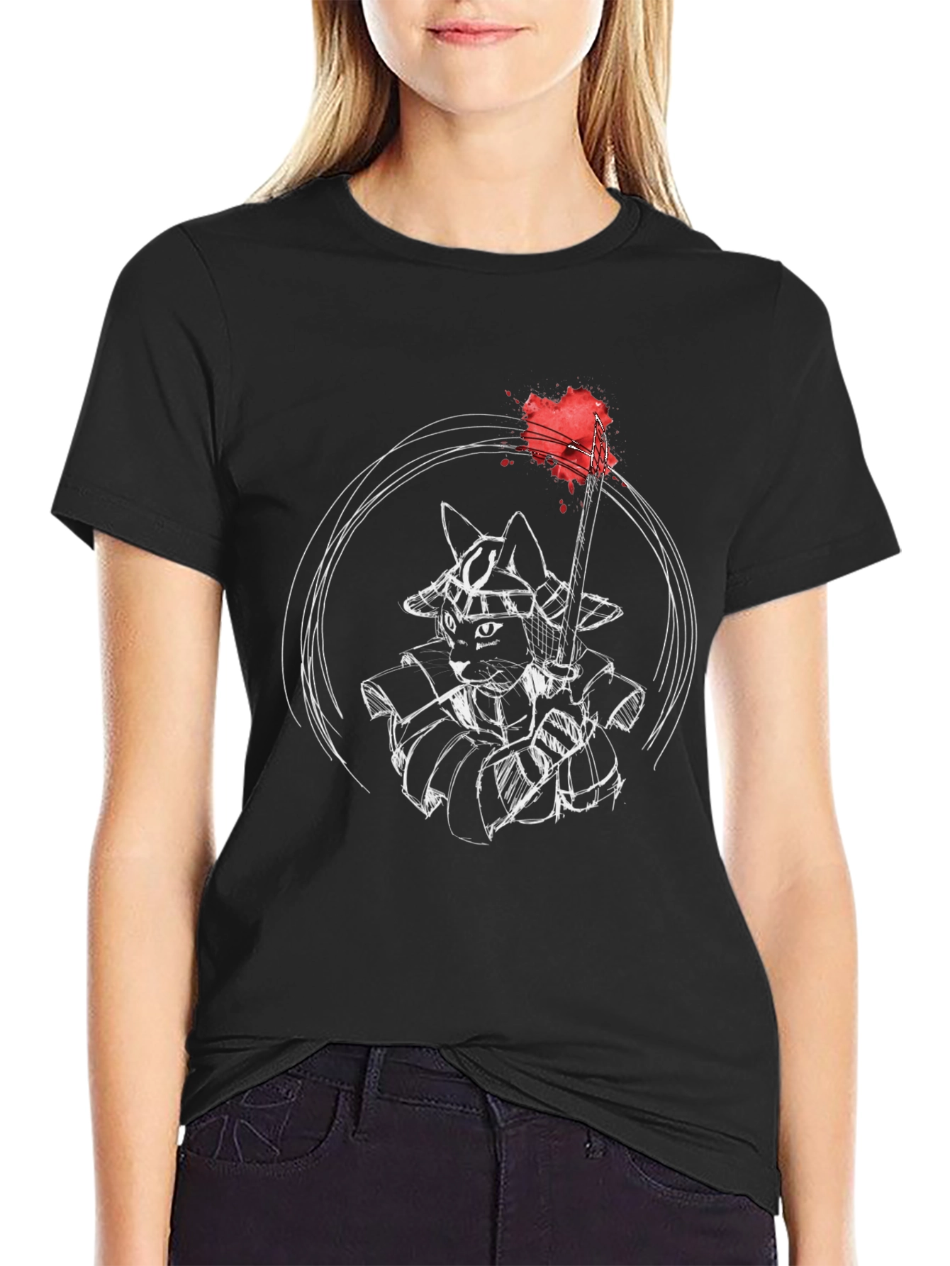 Samurai Cat Graphic T-Shirt - Unique Design