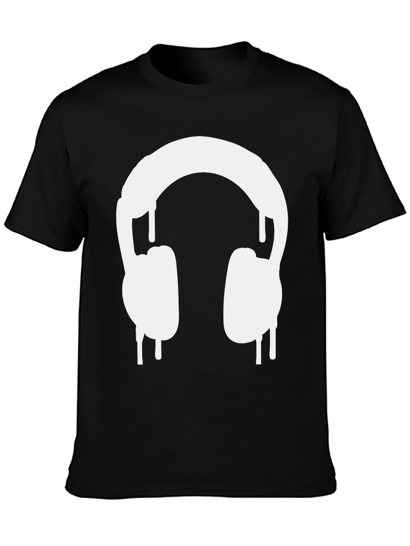 Cool Black Tee with Dripping Headphones Design