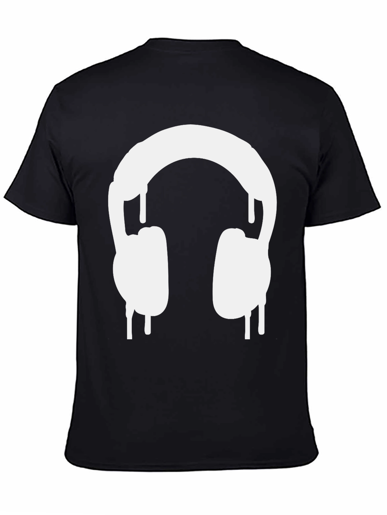 Cool Black Tee with Dripping Headphones Design