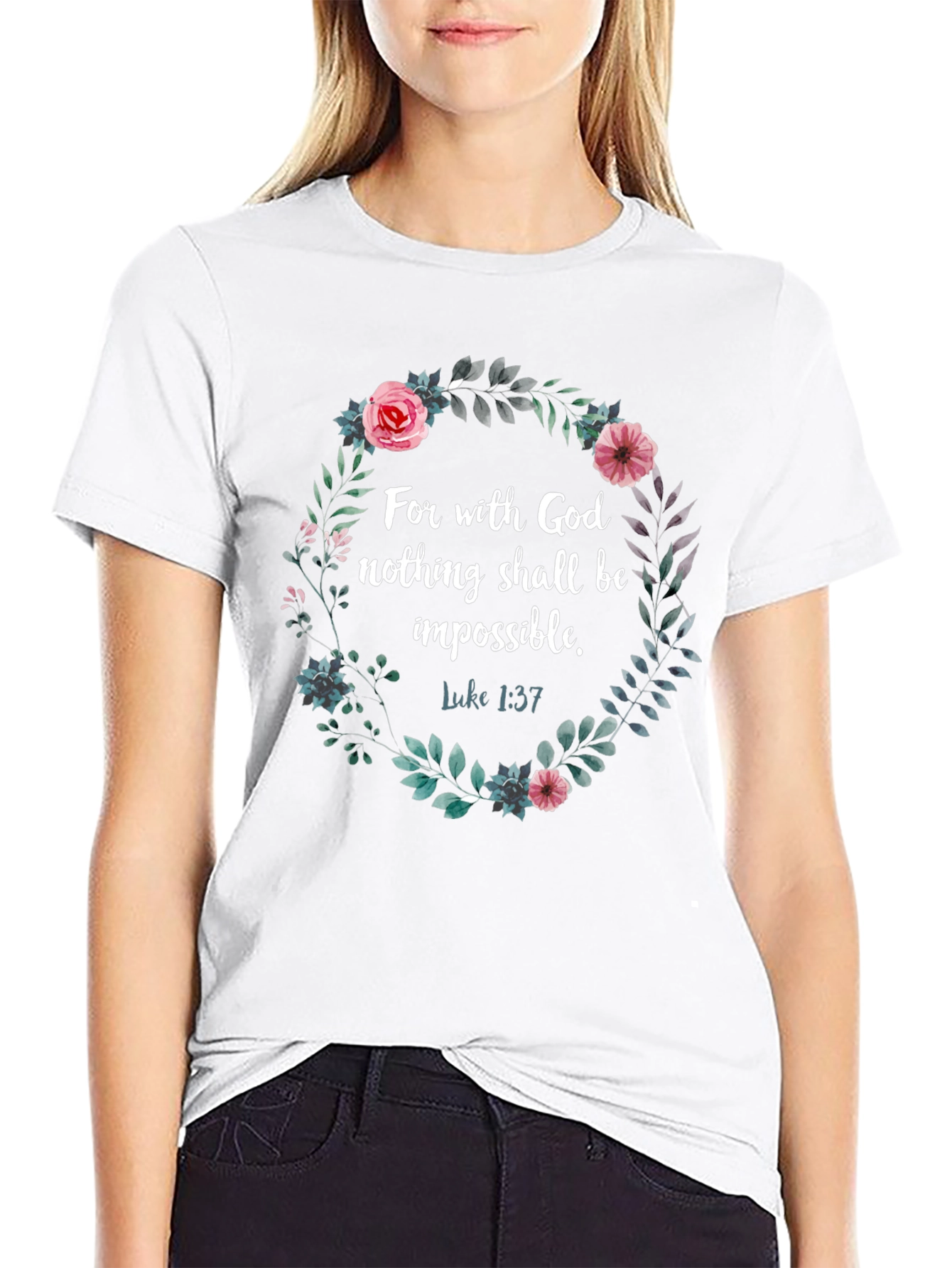 Faith-Based Floral Wreath T-Shirt