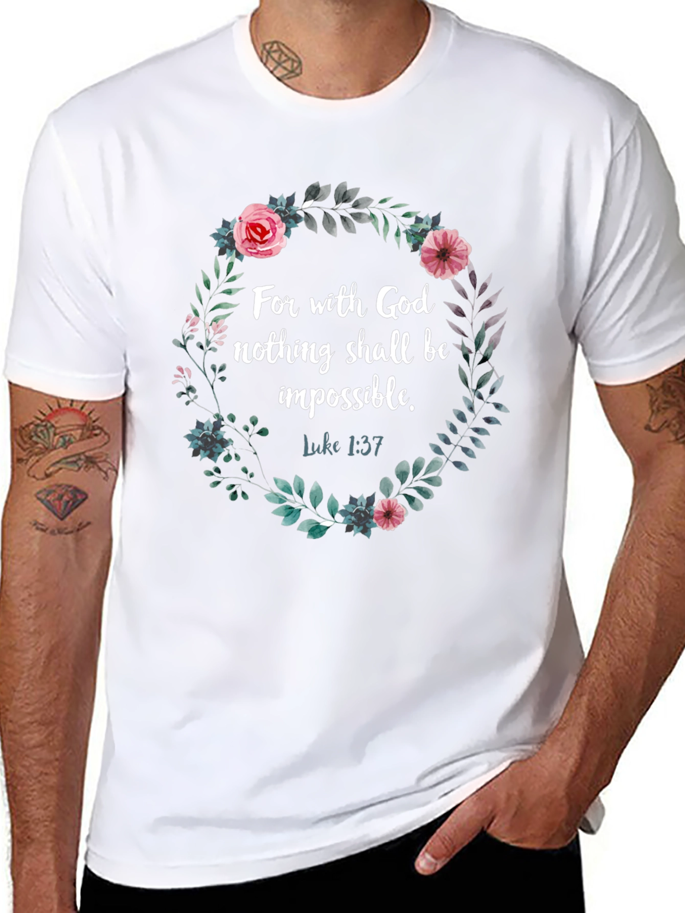Faith-Based Floral Wreath T-Shirt
