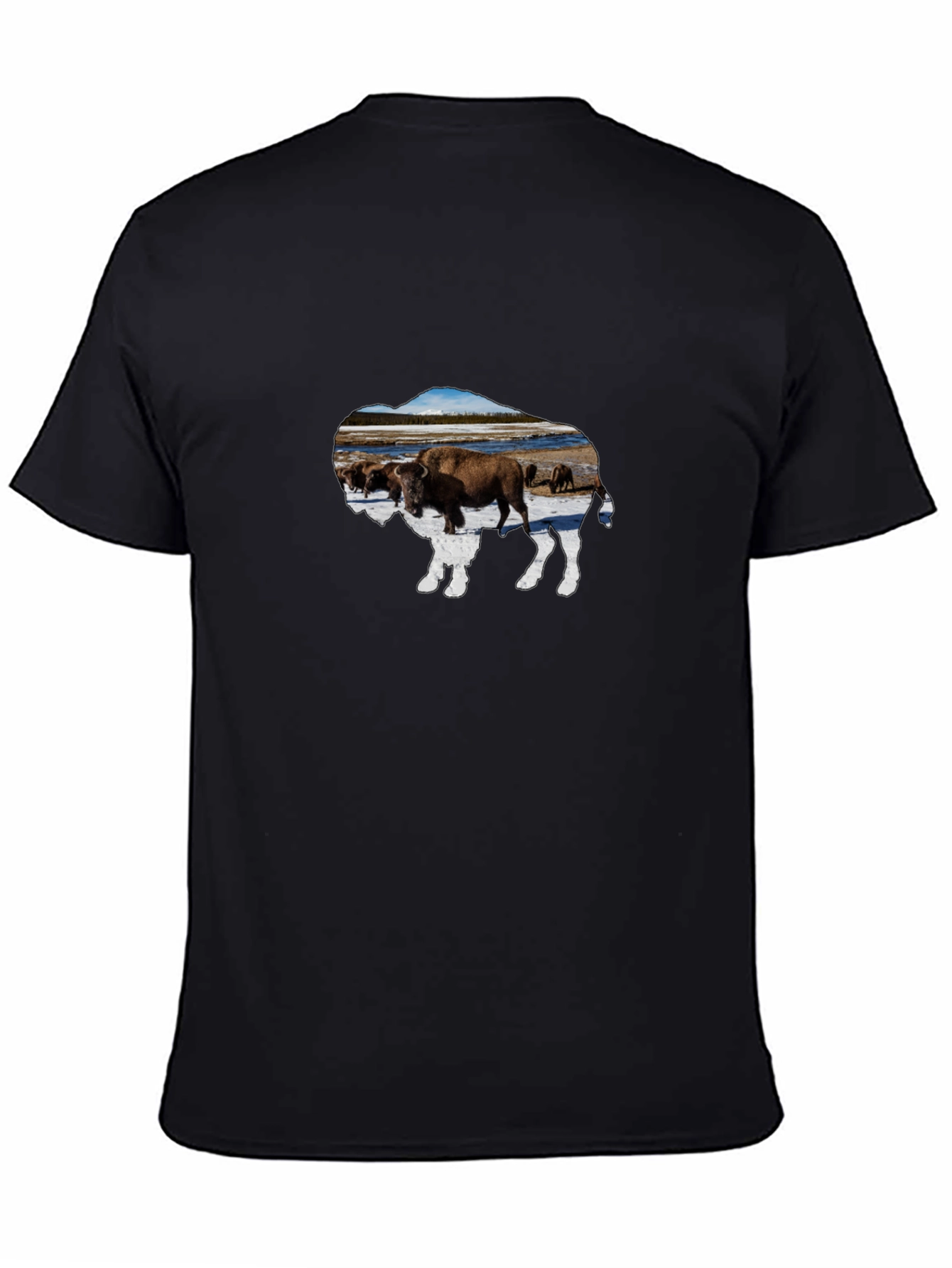Buffalo Herd Graphic Tee - Black Cotton Casual Shirt