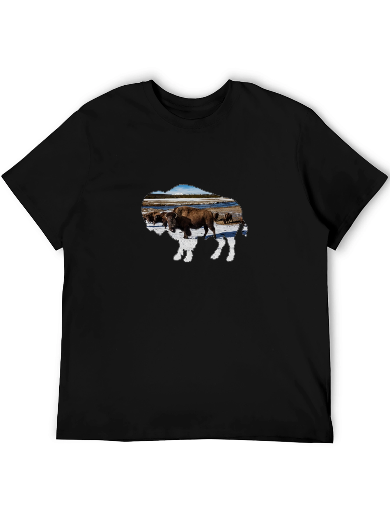 Buffalo Herd Graphic Tee - Black Cotton Casual Shirt