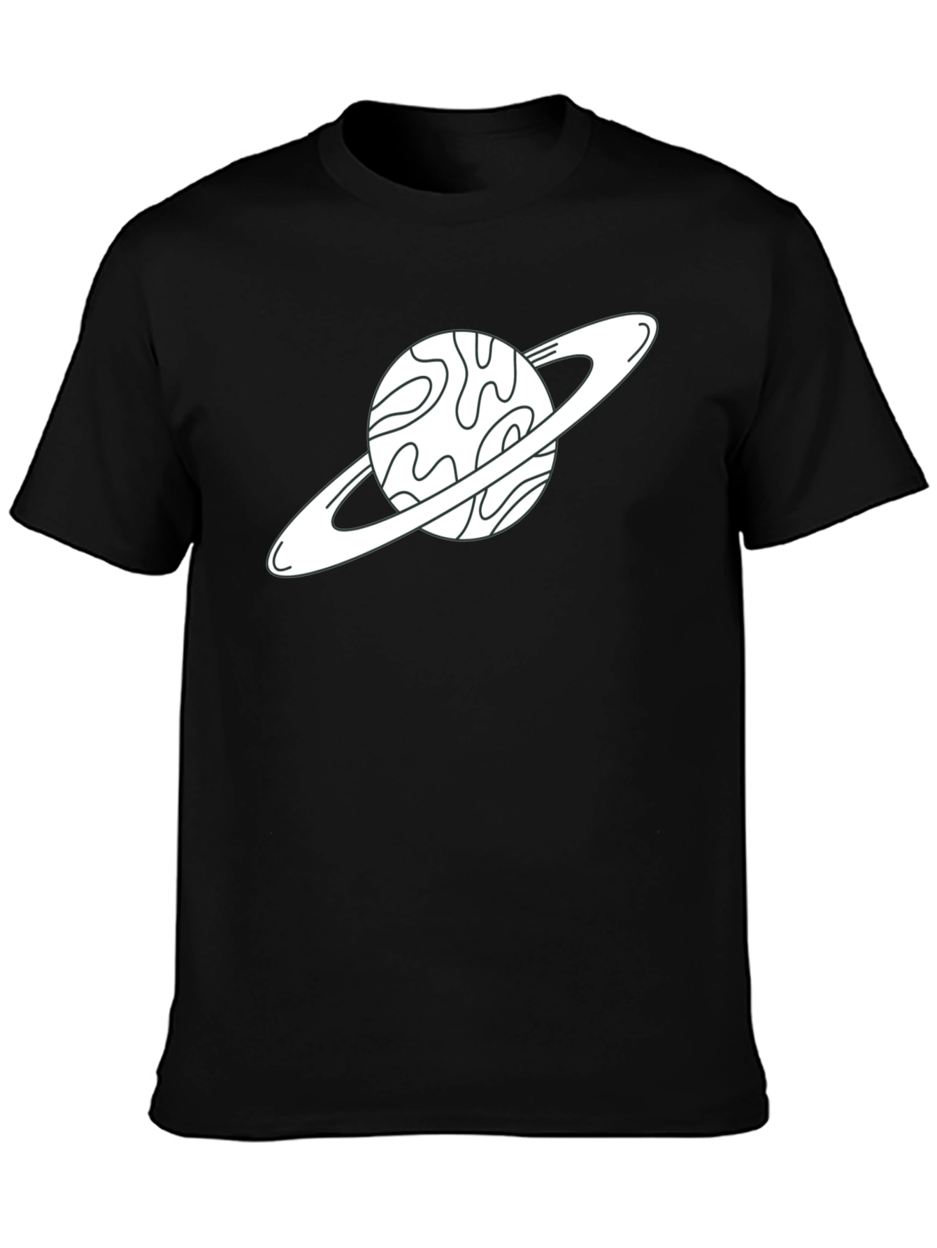 Saturn Graphic Tee - Space Lovers Black Cotton T-Shirt