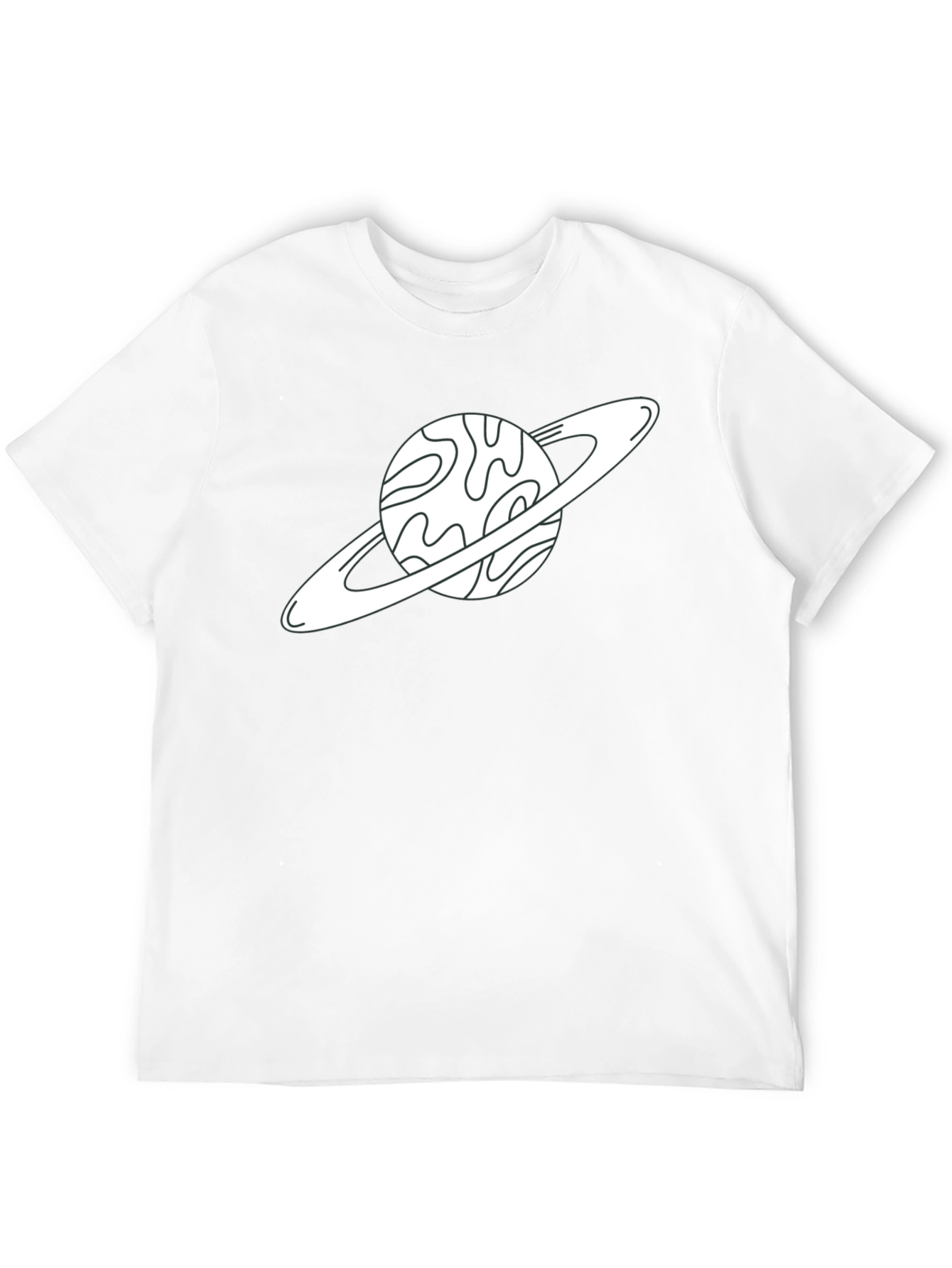 Saturn Graphic Tee - Space Lovers Black Cotton T-Shirt