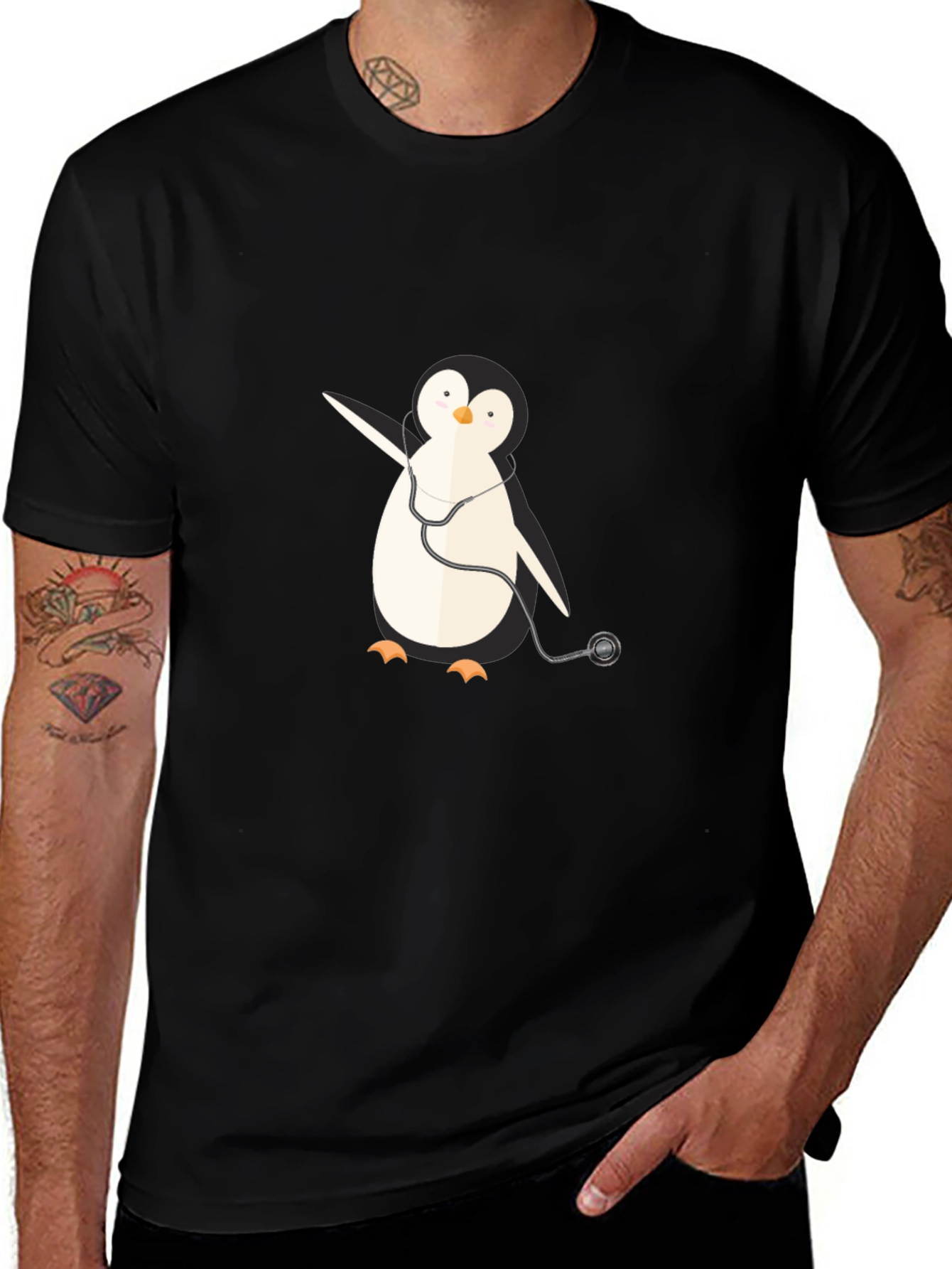 Penguin Doctor Graphic Tee - Novelty T-Shirt
