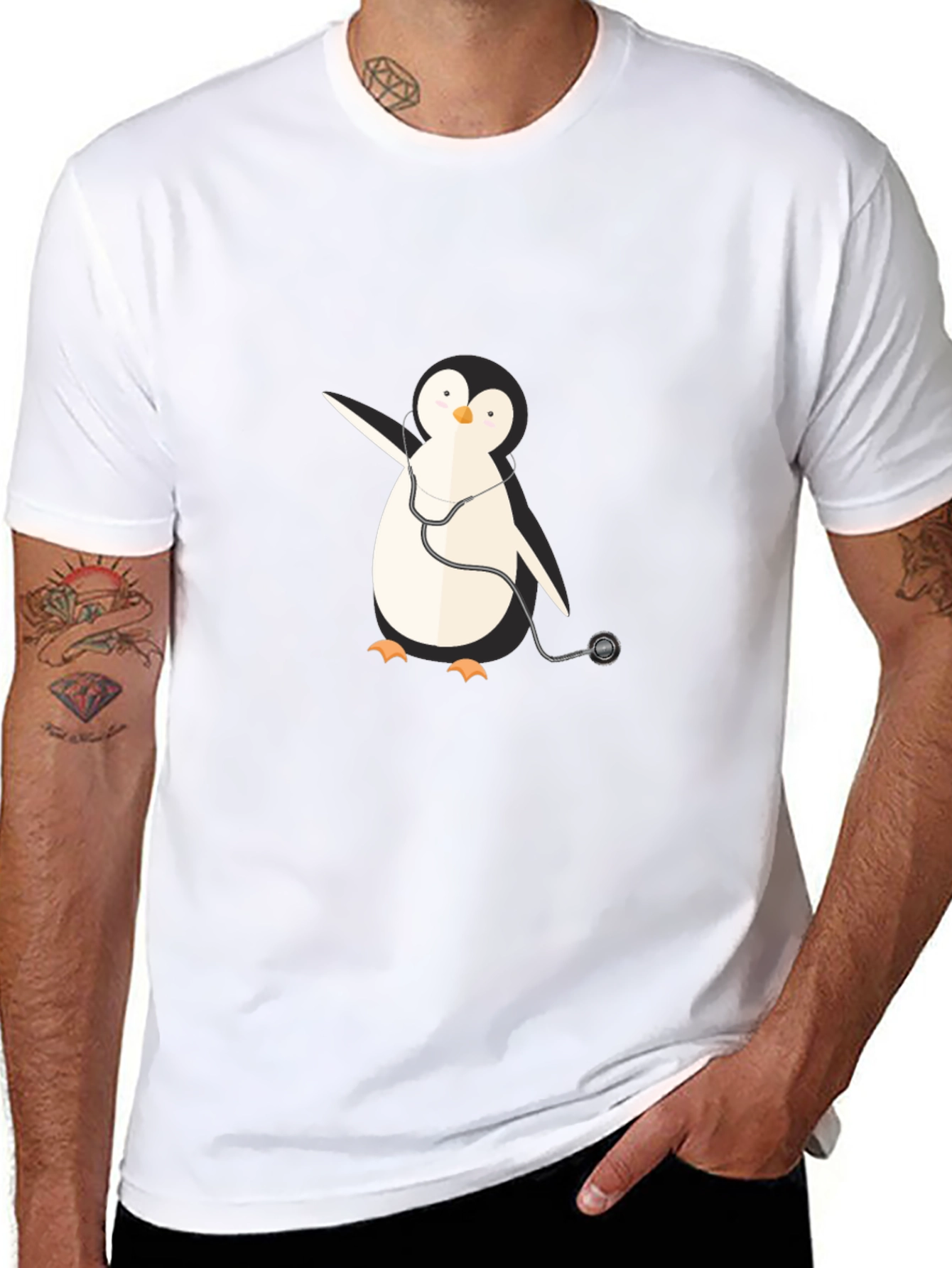Penguin Doctor Graphic Tee - Novelty T-Shirt