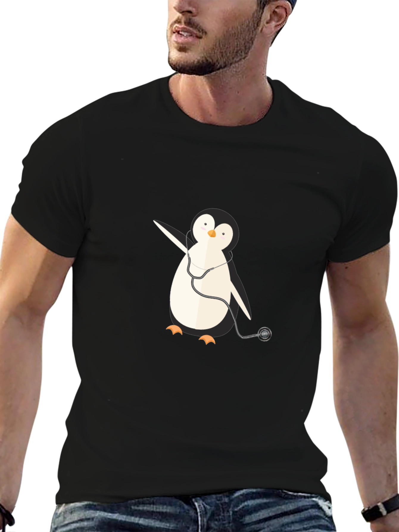 Penguin Doctor Graphic Tee - Novelty T-Shirt