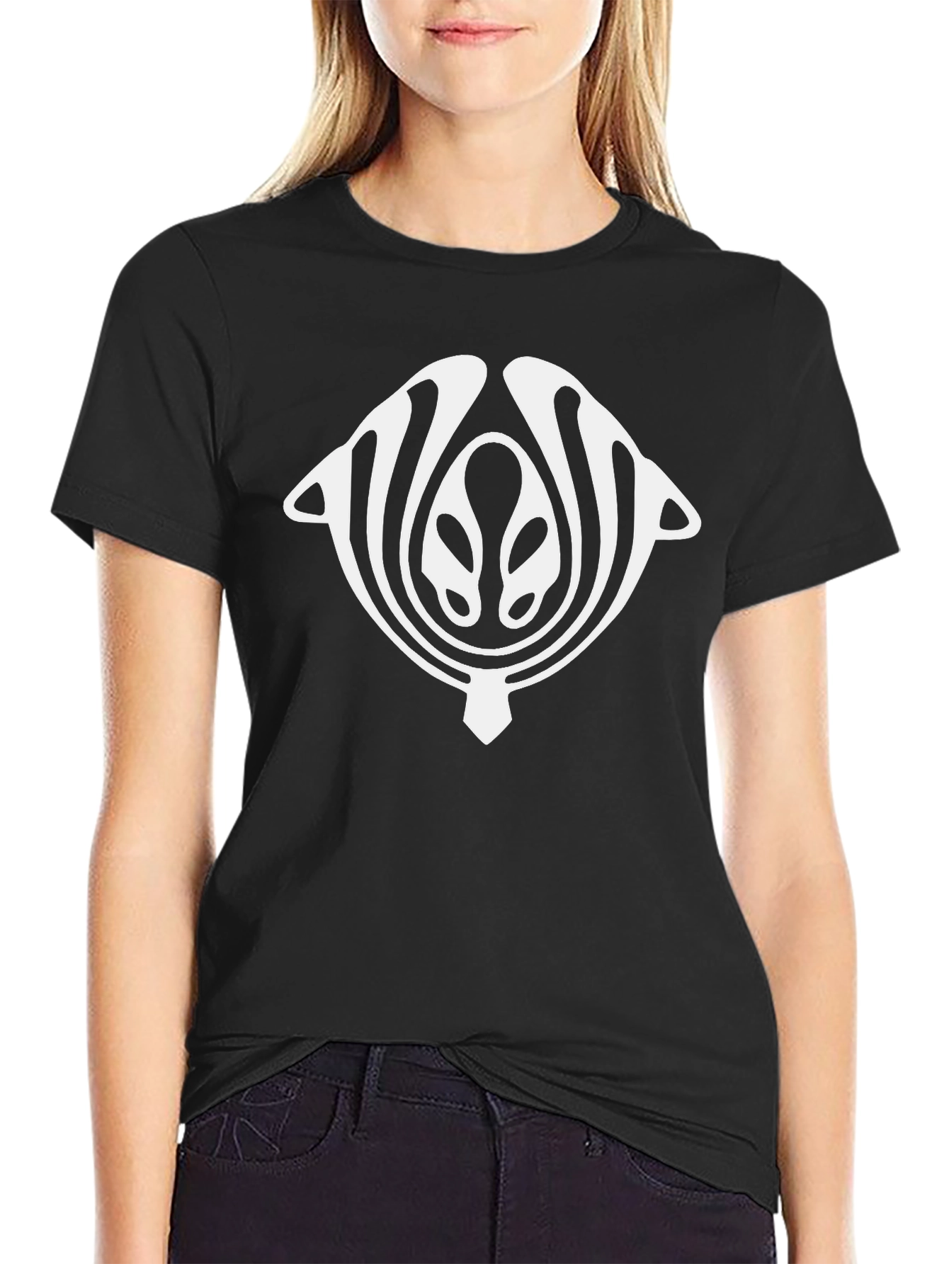 Abstract Design Black Cotton Graphic Tee