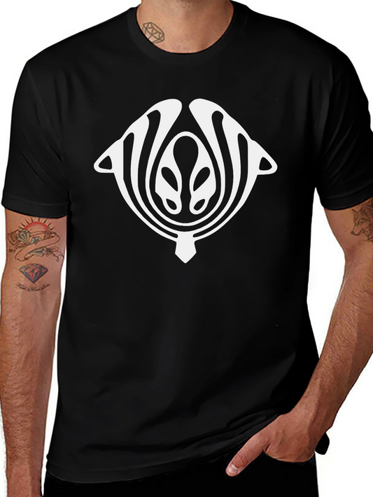 Abstract Design Black Cotton Graphic Tee