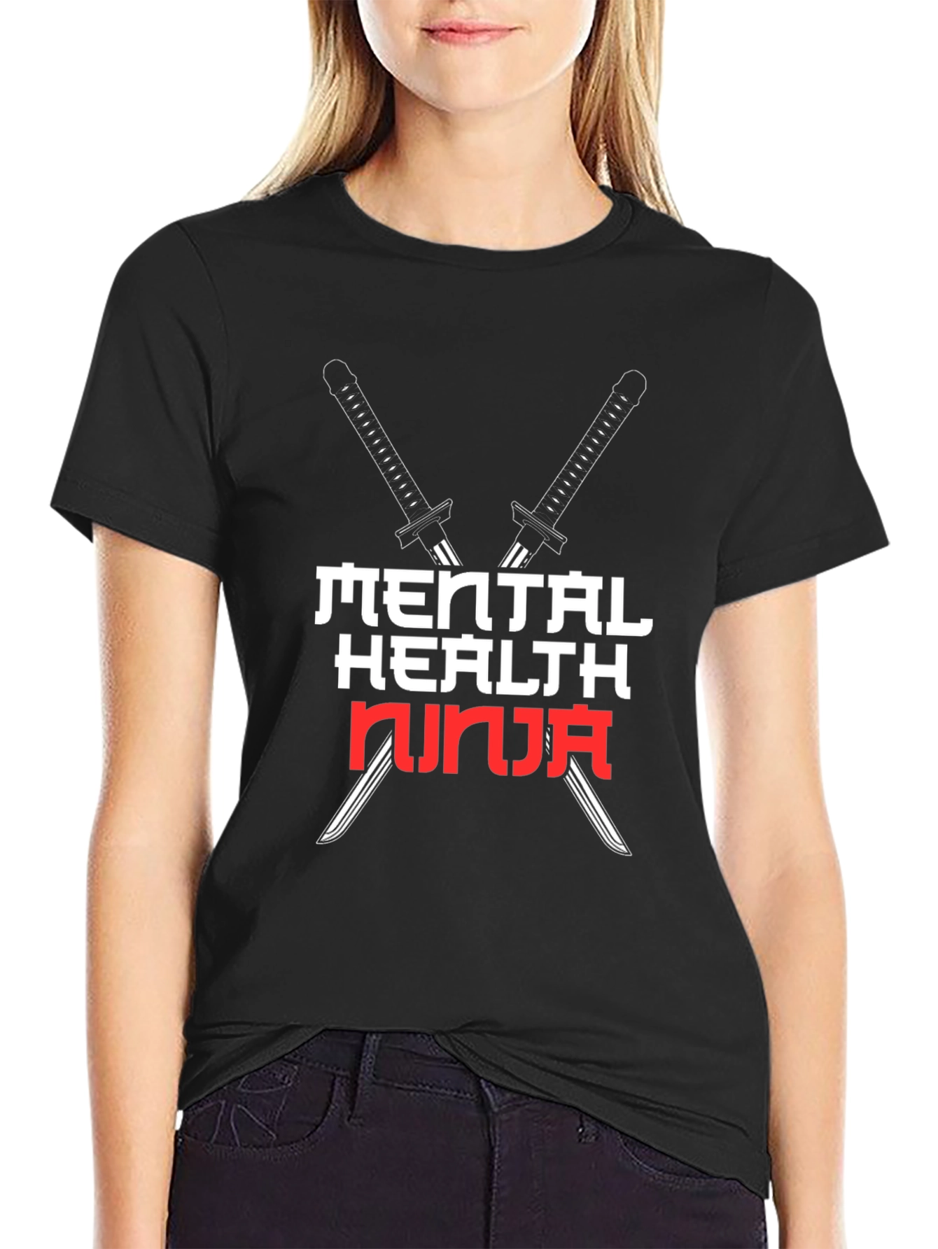 Mental Health Ninja Black Graphic Tee