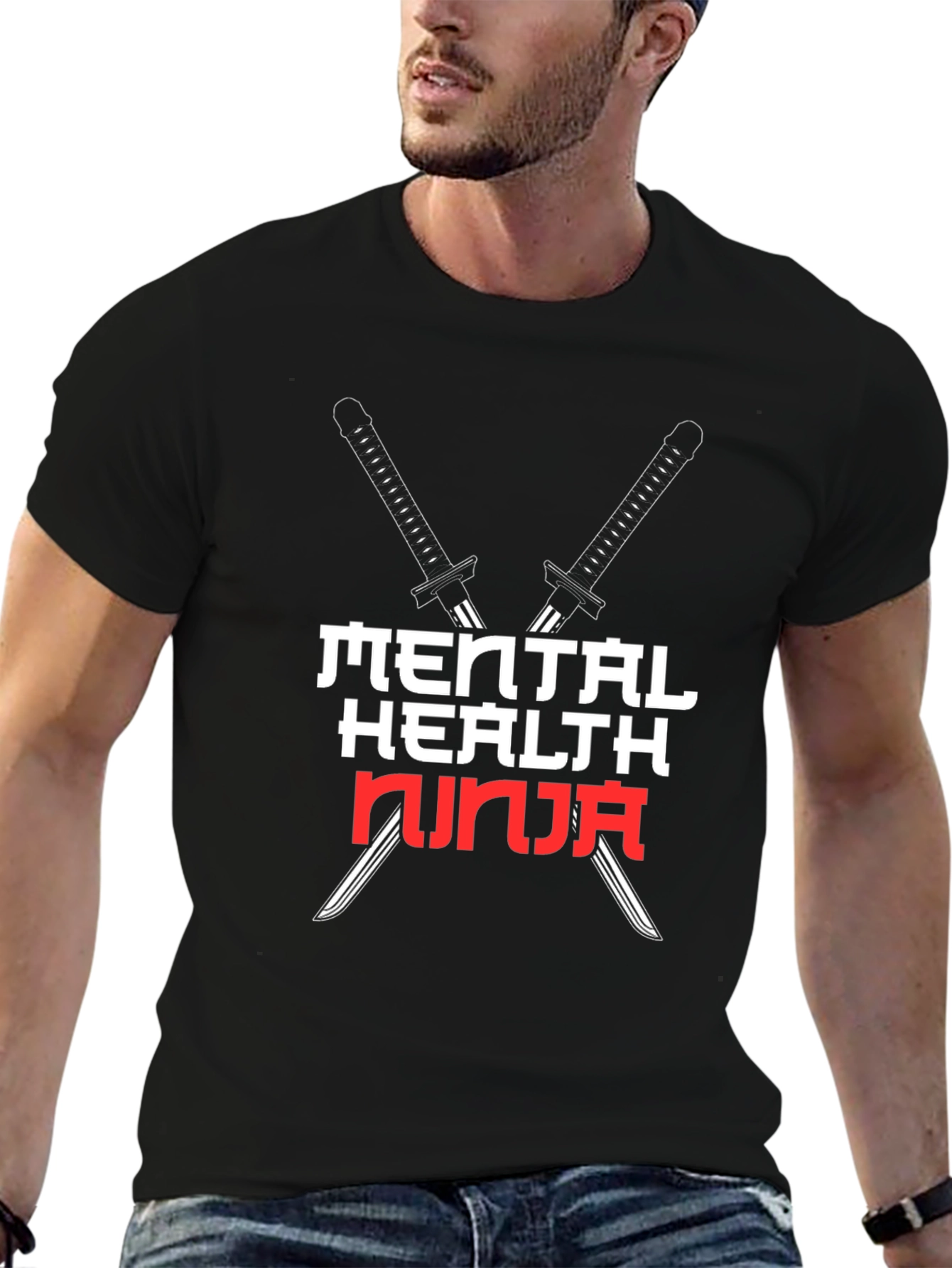 Mental Health Ninja Black Graphic Tee
