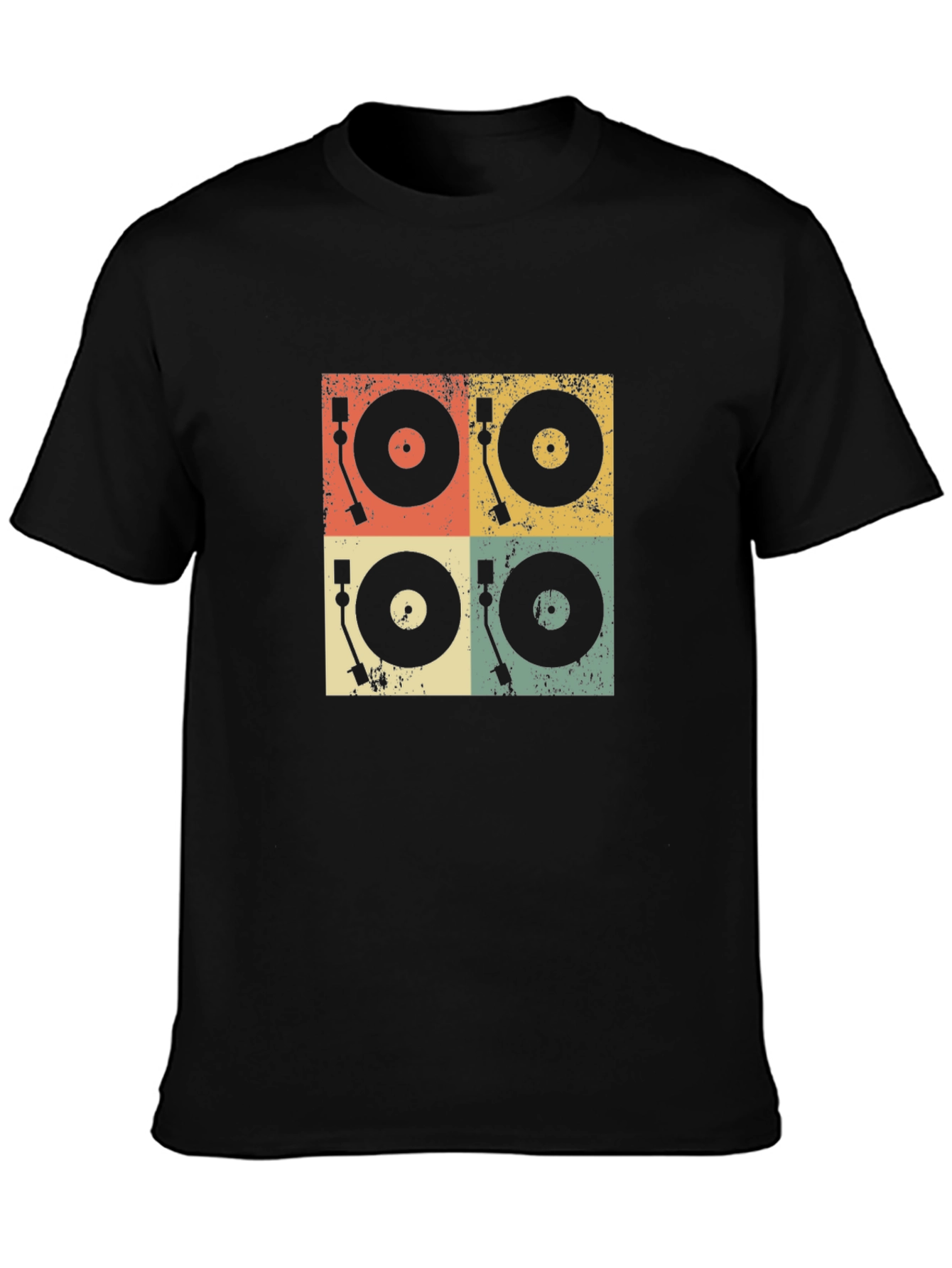 Retro Turntable Graphic Tee - Black