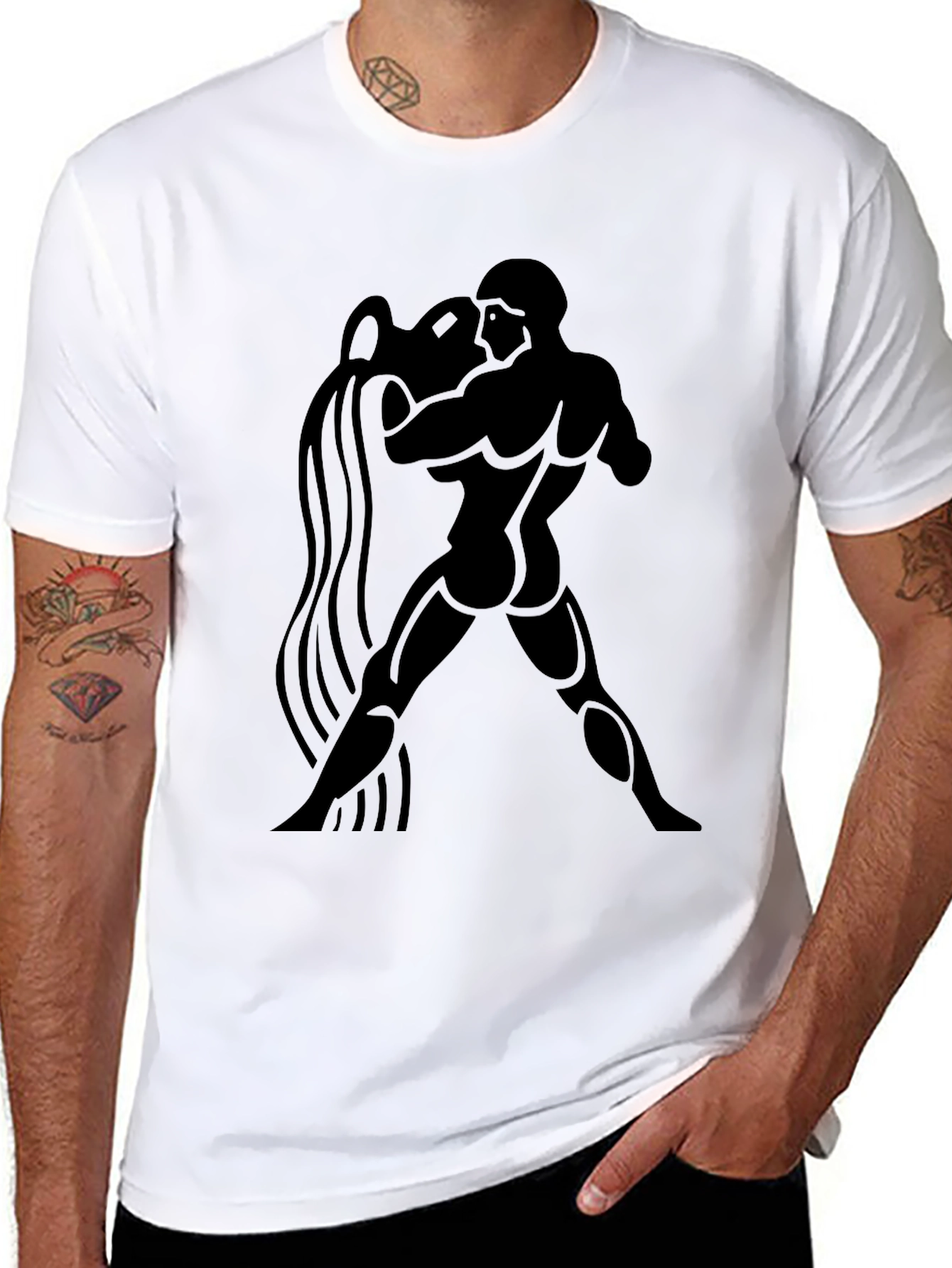 Aquarius Zodiac Graphic Black T-Shirt