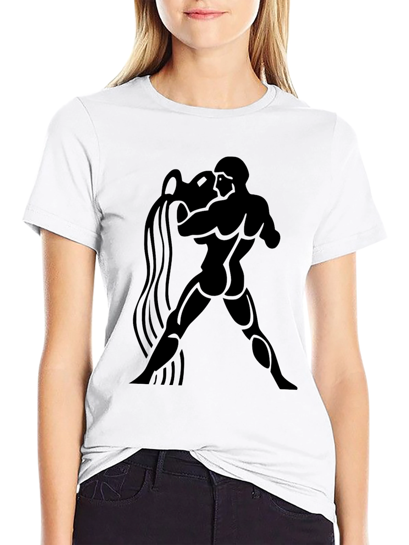 Aquarius Zodiac Graphic Black T-Shirt